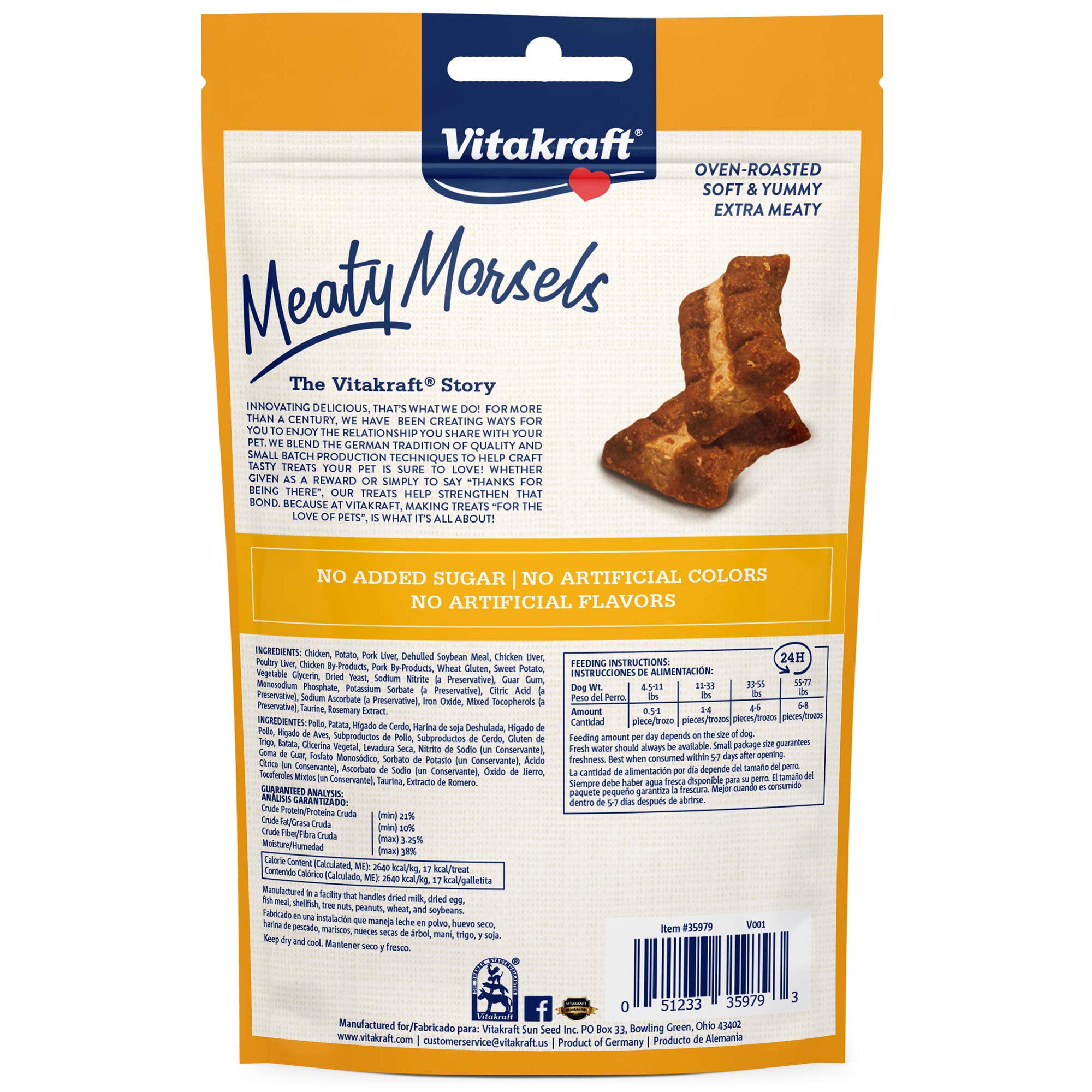 Vitakraft Meaty Morsels Treats for Dogs - Chicken with Sweet Potatoes - Super Soft Dog Treats for Training - Two Layers of Gentl