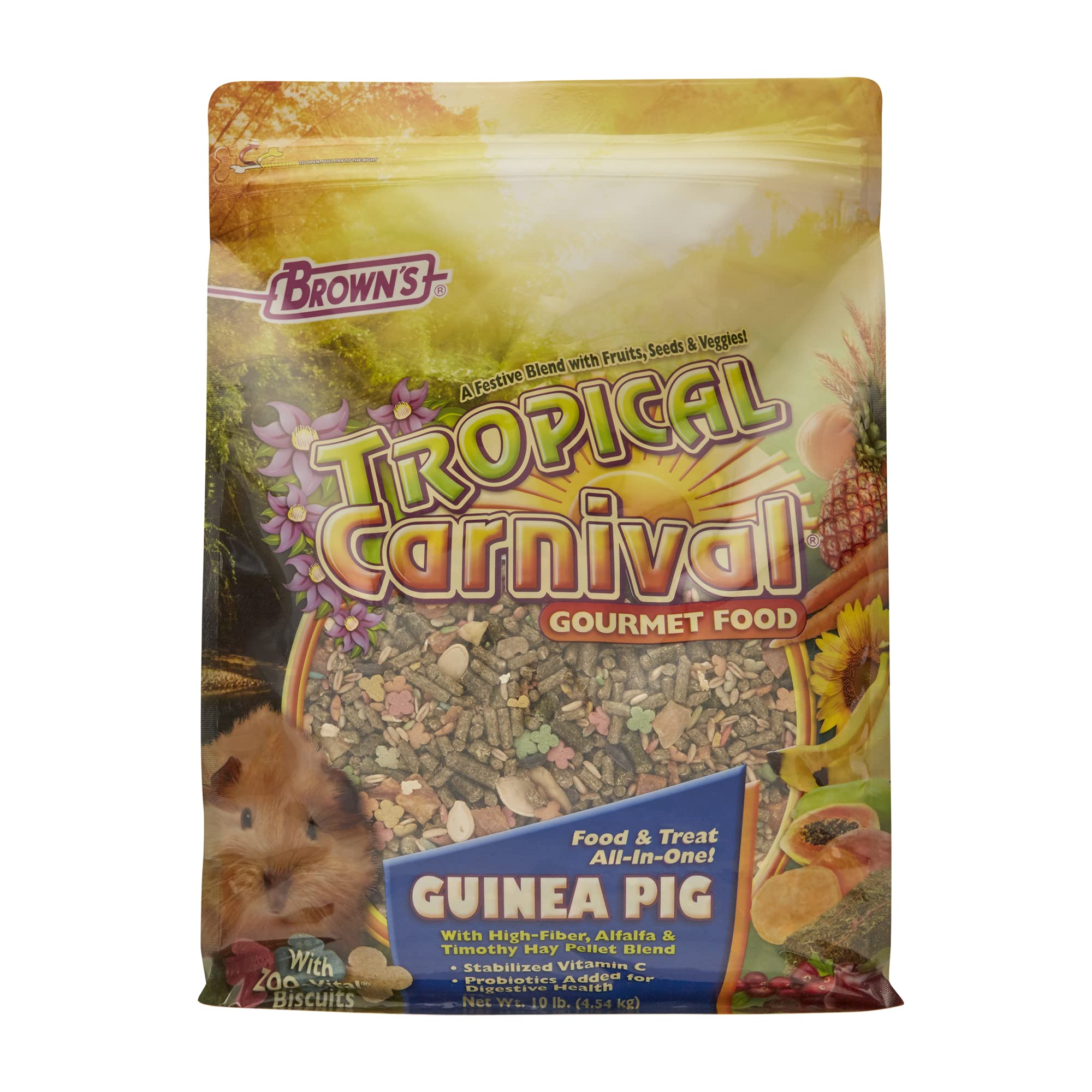 F.M. Browns Tropical Carnival Gourmet Guinea Pig Food with Alfalfa and Timothy Hay Pellets - Vitamin-Nutrient Fortified Daily D