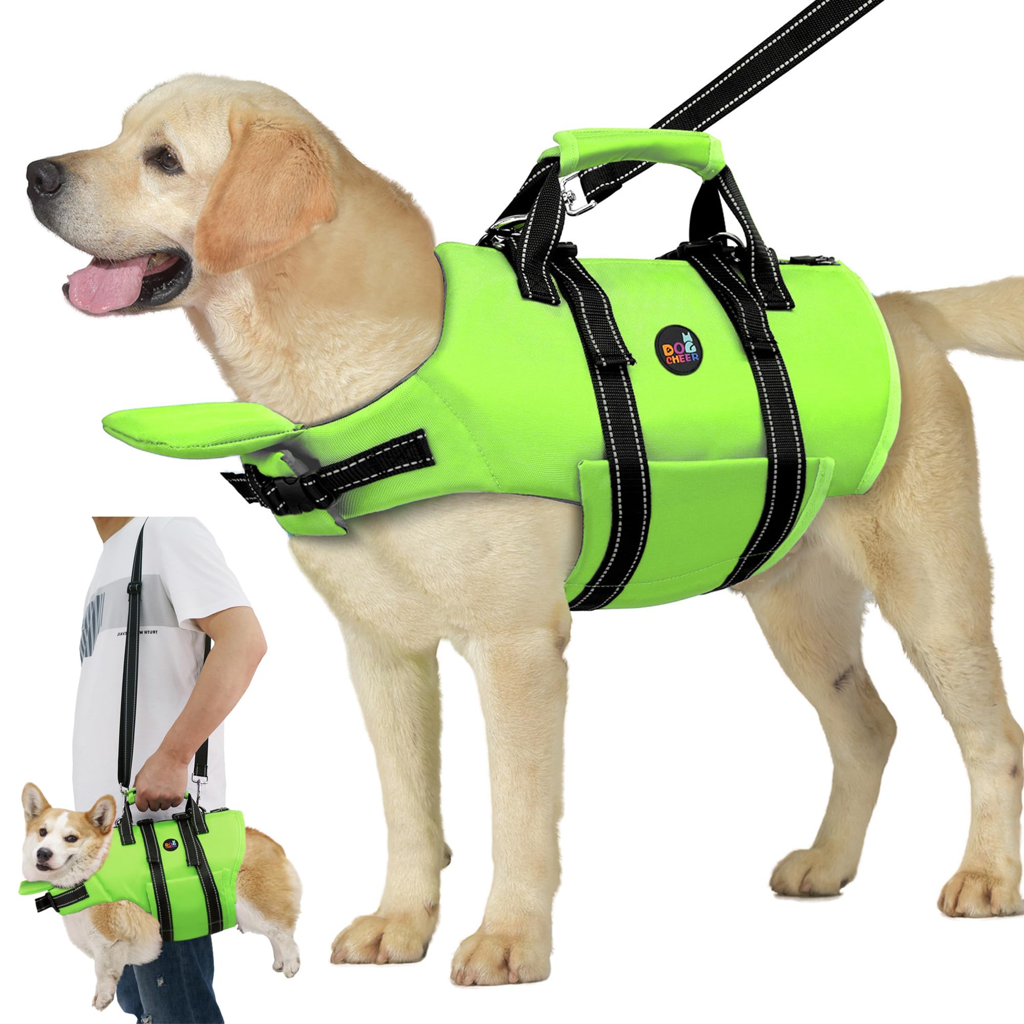 Dogcheer Dog Life Jacket With Back Zipper, High Buoyancy Puppy Swimming Vest, Dog Life Vest For Boating, Reflective Pet Floating