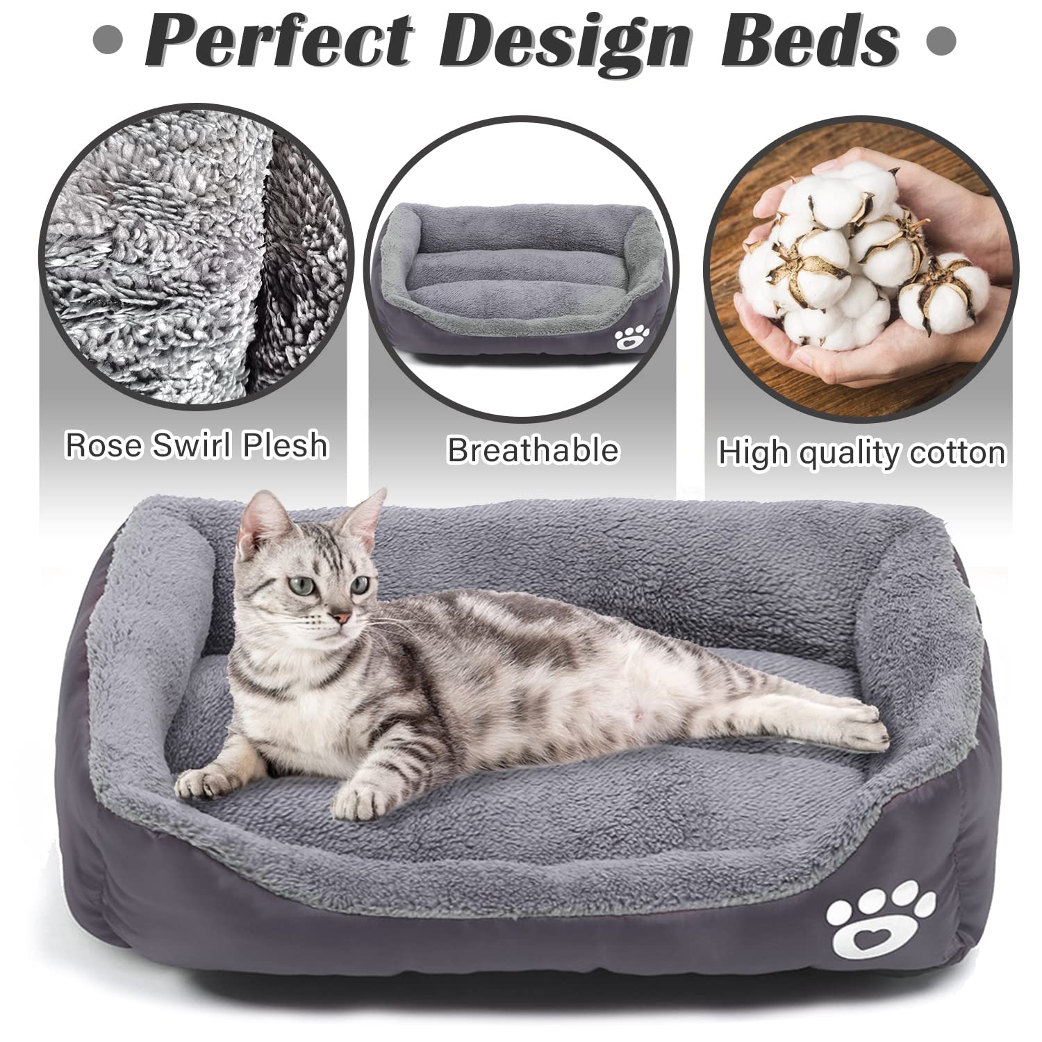 Forever Lover Dog Bed For Under Medium Dogs, Soft Washable Pet Puppy Dogs And Cats Winter Bed From (Grey)