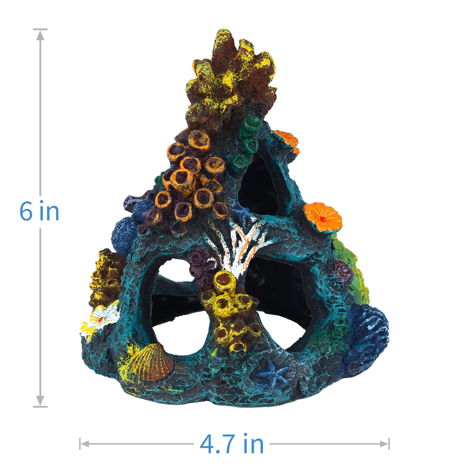 Uniclife Aquarium Decorations Resin Coral Rock Mountain Cave Fish Tank Decor Ornaments Fish House For Betta Rest Hide Play Breed