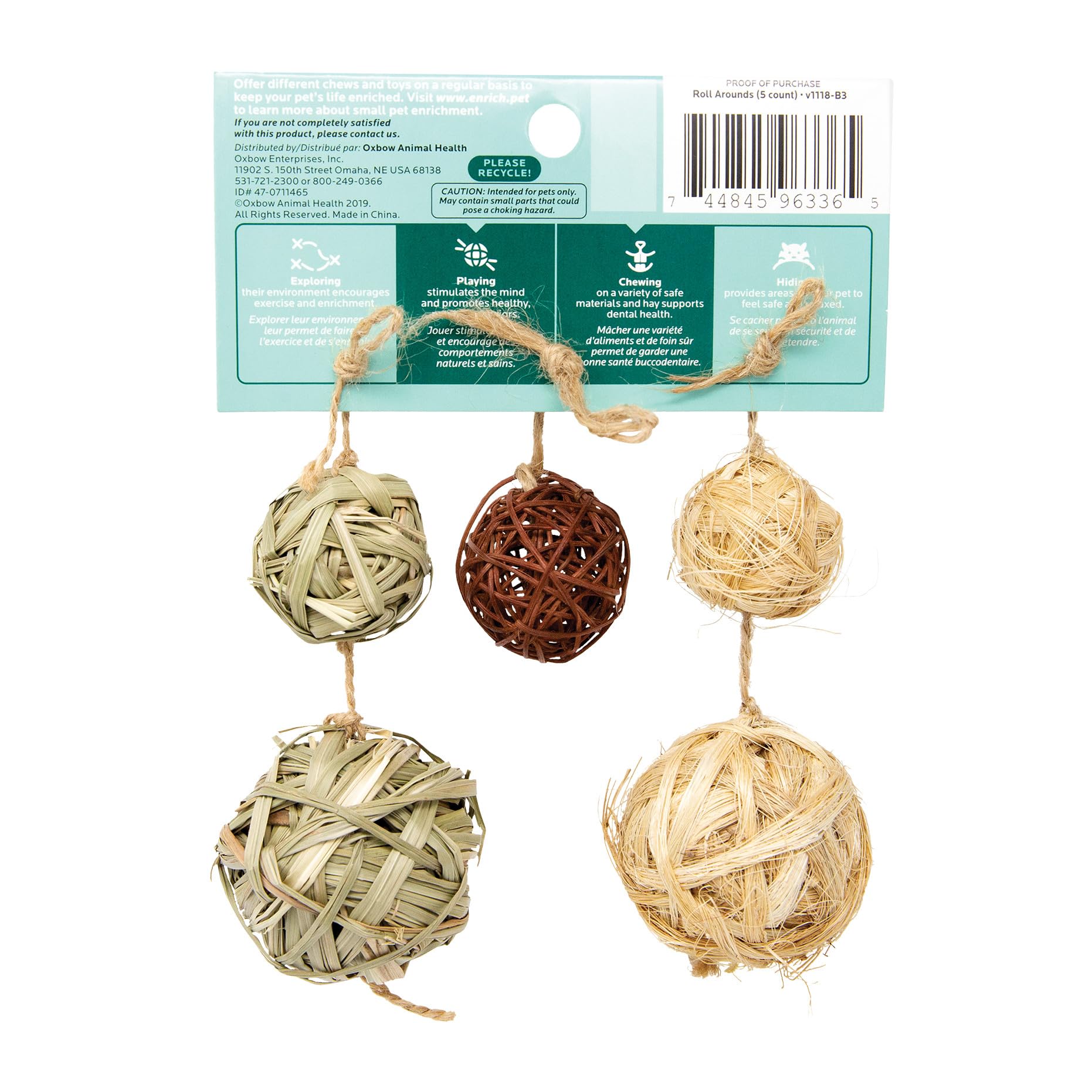 Oxbow Enriched Life Roll Arounds, Rabbit Toys, Guinea Pig Toys, Enrichment for Bunny, Guinea Pig, Hamster, Rabbit, Chinchilla, R