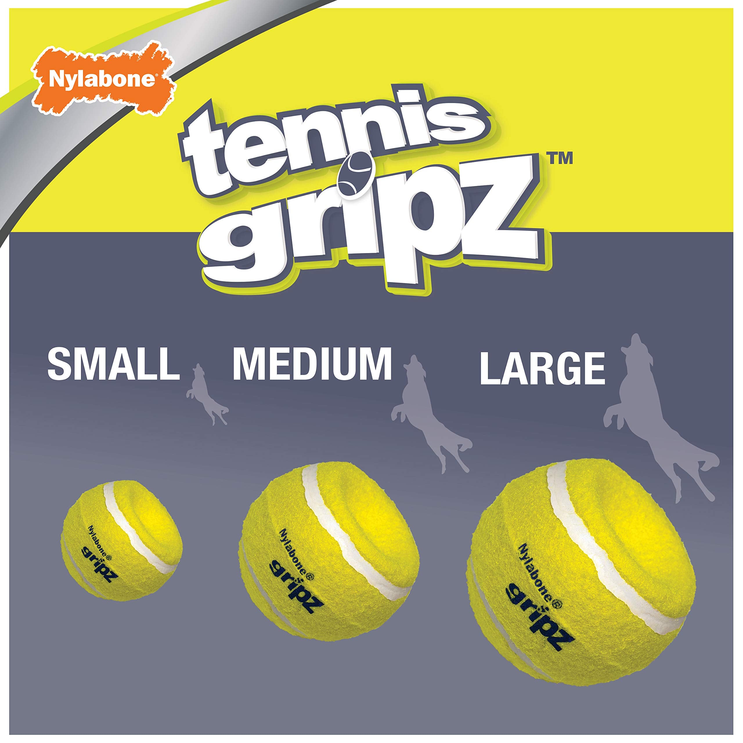 Nylabone Power Play Tennis Gripz Fetch Toy, Squeaky Tennis Ball Chew Toy For Dogs, Large (2 Count)