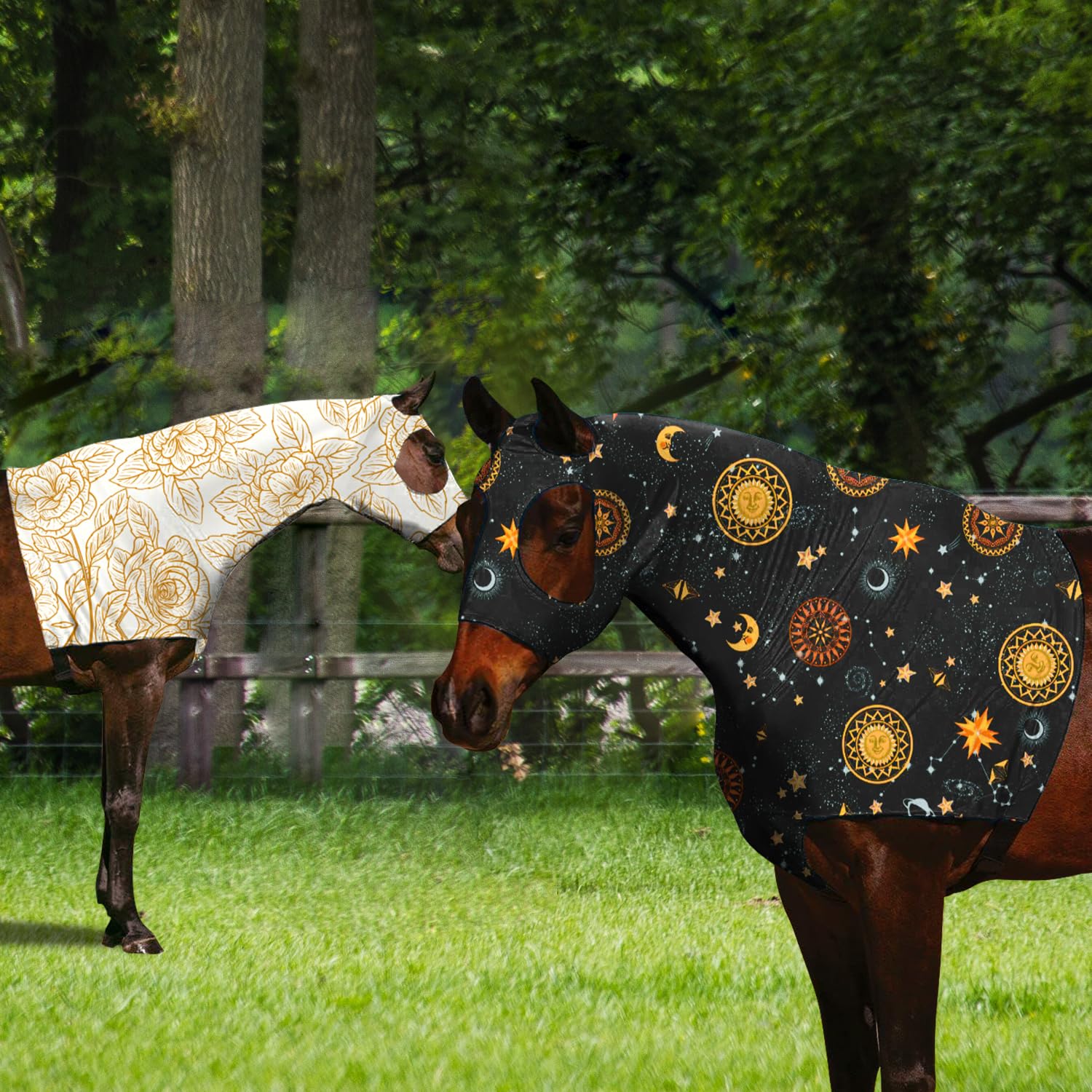 Horse Slicker Hood With Zipper Of 2 Set: Snug Fit, No-Ears Design, And Extra Large Eye Holes For Face, Shoulders, Mane, Chest, A