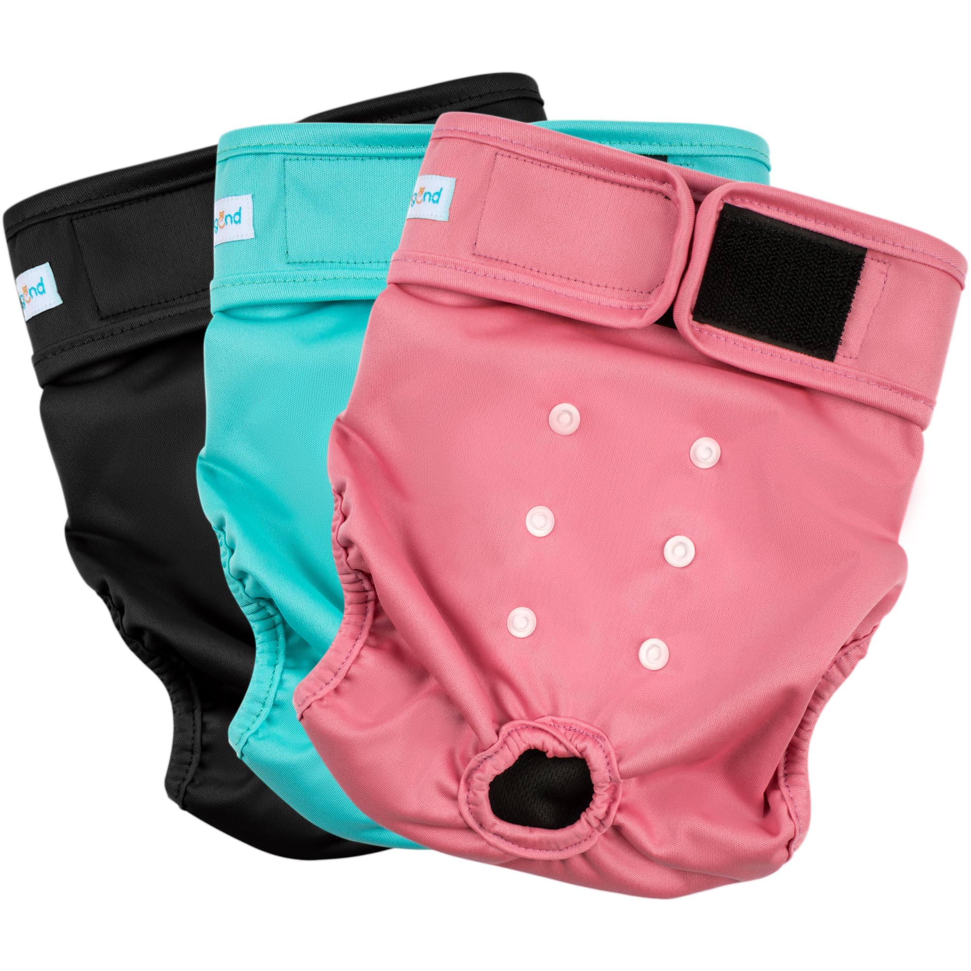 Paw Legend Washable Reusable Female Dog Diapers - No Leak Doggie Diapers For Heat Cycle (3 Pack,Large)