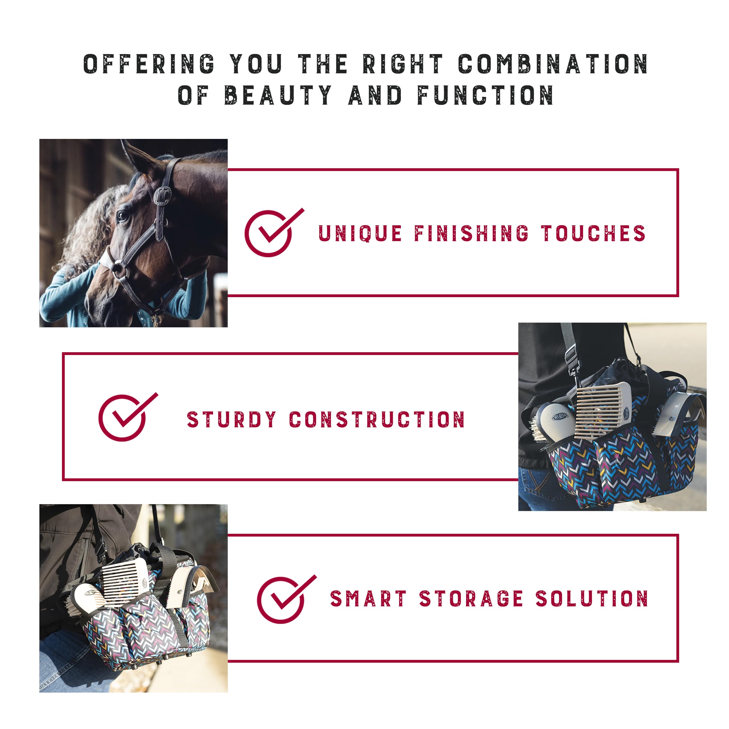 Weaver Leather Horse Grooming Kit, 7-Piece Horse Brush Set With Organizer Tote Bag, Equine Care, Horse Tack Room Equipment, Grooming Horse Supplies