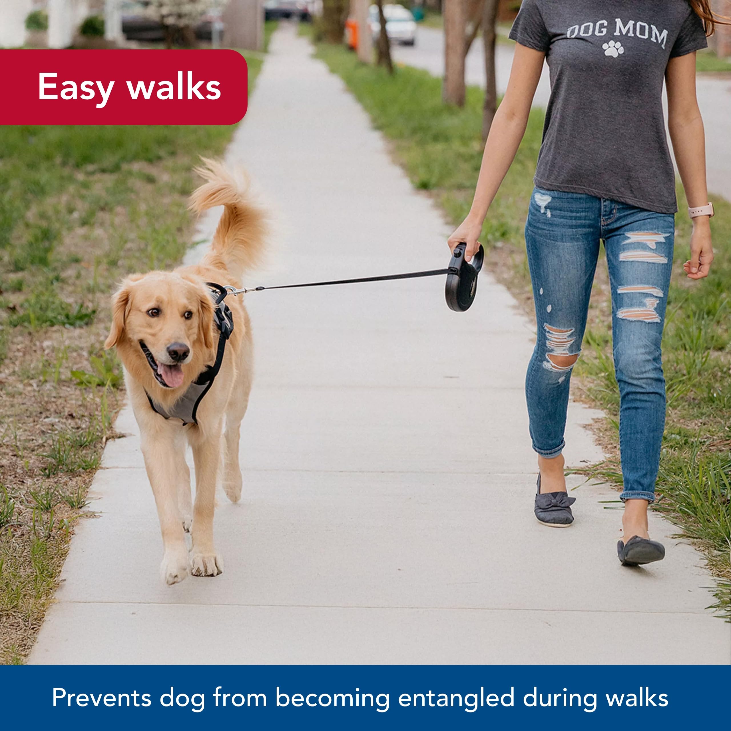 Coastal Pet Power Walker Dog Retractable Leash - Reflective Dog Leash - Stop-And-Release Control Button - Comfort Grip Handle -