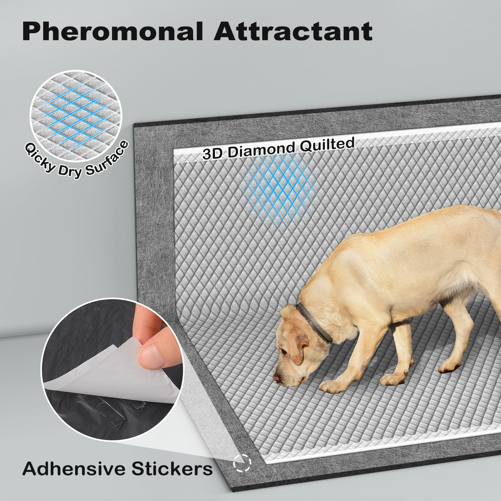 MIZOK Pee Pads for Dogs - Large 28x34 Inches, Charcoal Puppy Pads, Absorbs Up to 8 Cups of Urine, 6-Layer Leak-Proof Wee Wee Pad