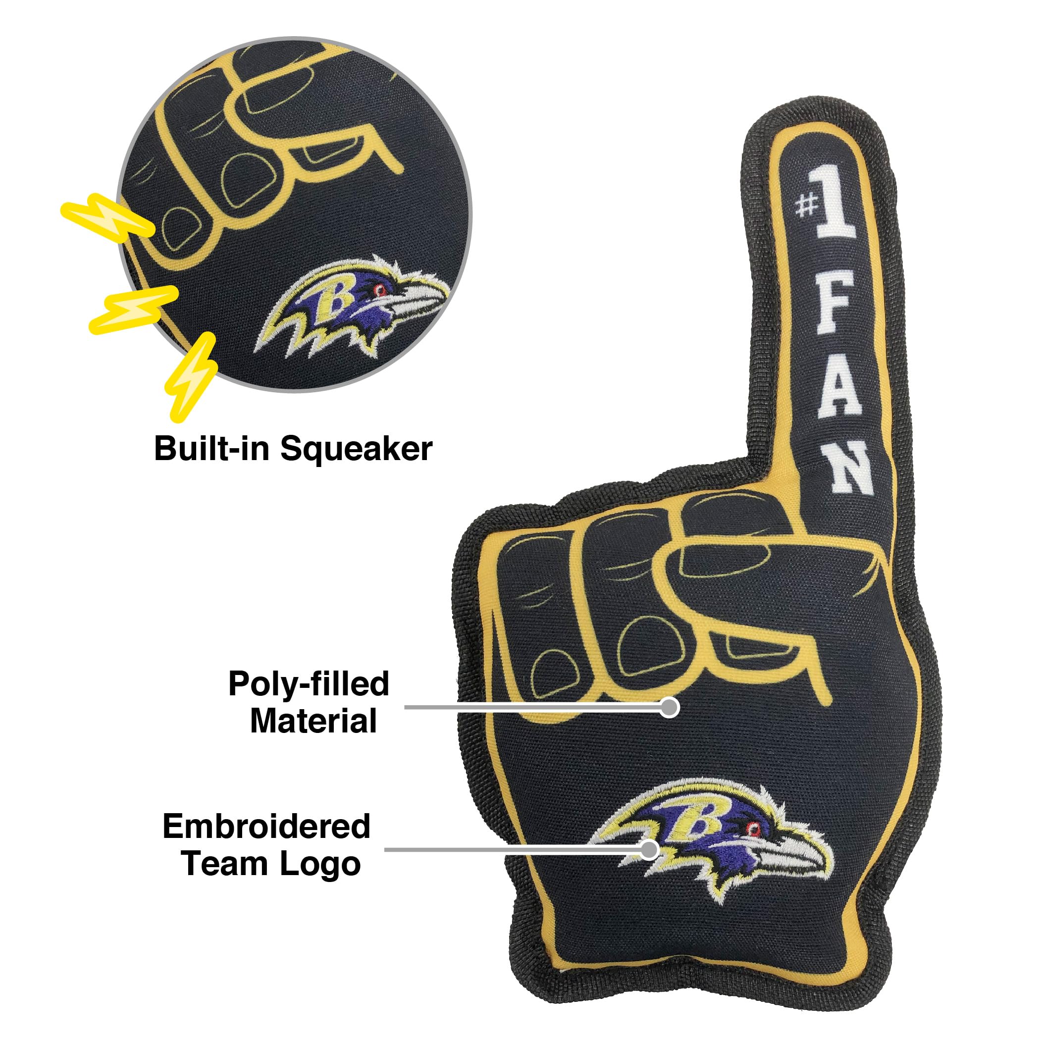 Nfl Baltimore Ravens #1 Fan Toy For Dogs & Cats. Best Tough Pet Toy With Inner Squeaker