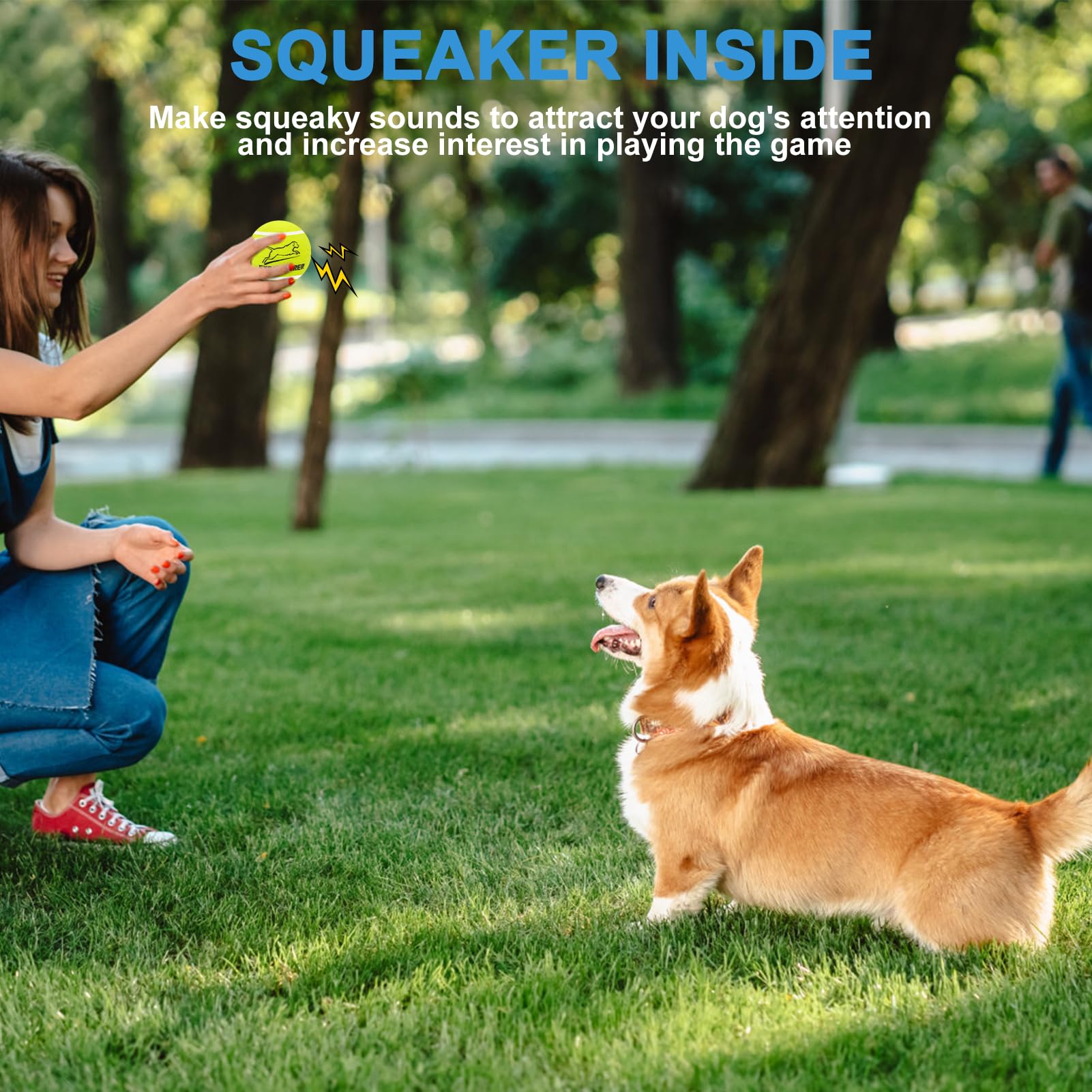 Expawlorer Tennis Toys For Dogs, 2.5 Inch Dog Toy Tennis Balls With Squeaker, 12 Pack Interactive Squeaky Dog Balls For Aggressi