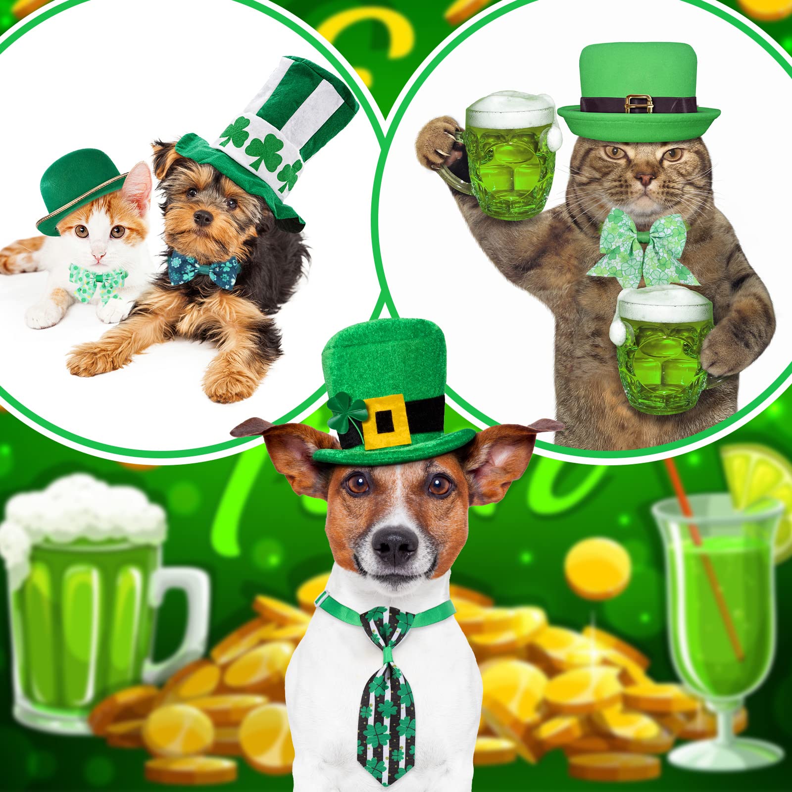 120 Pcs St. Patrick'S Day Dog Bow Tie Collar Set Includes 60 Green Irish Bow Ties For Dogs Dog Grooming Bowtie 30 Dog Neckties 3