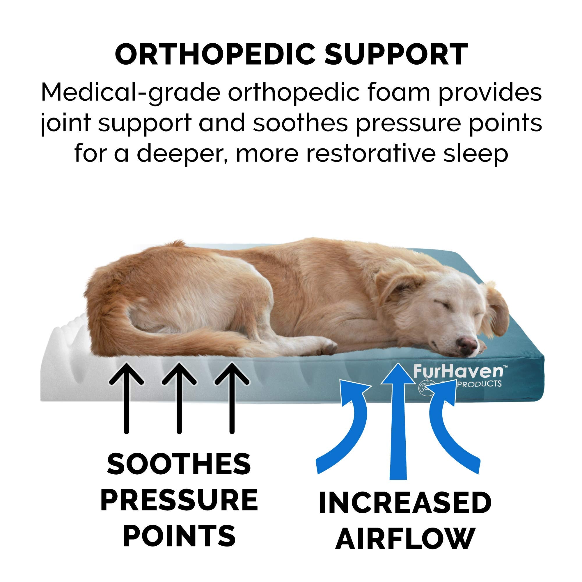 Furhaven Water-Resistant Orthopedic Dog Bed for Medium/Small Dogs w/ Removable Washable Cover, For Dogs Up to 35 lbs - Indoor/Ou