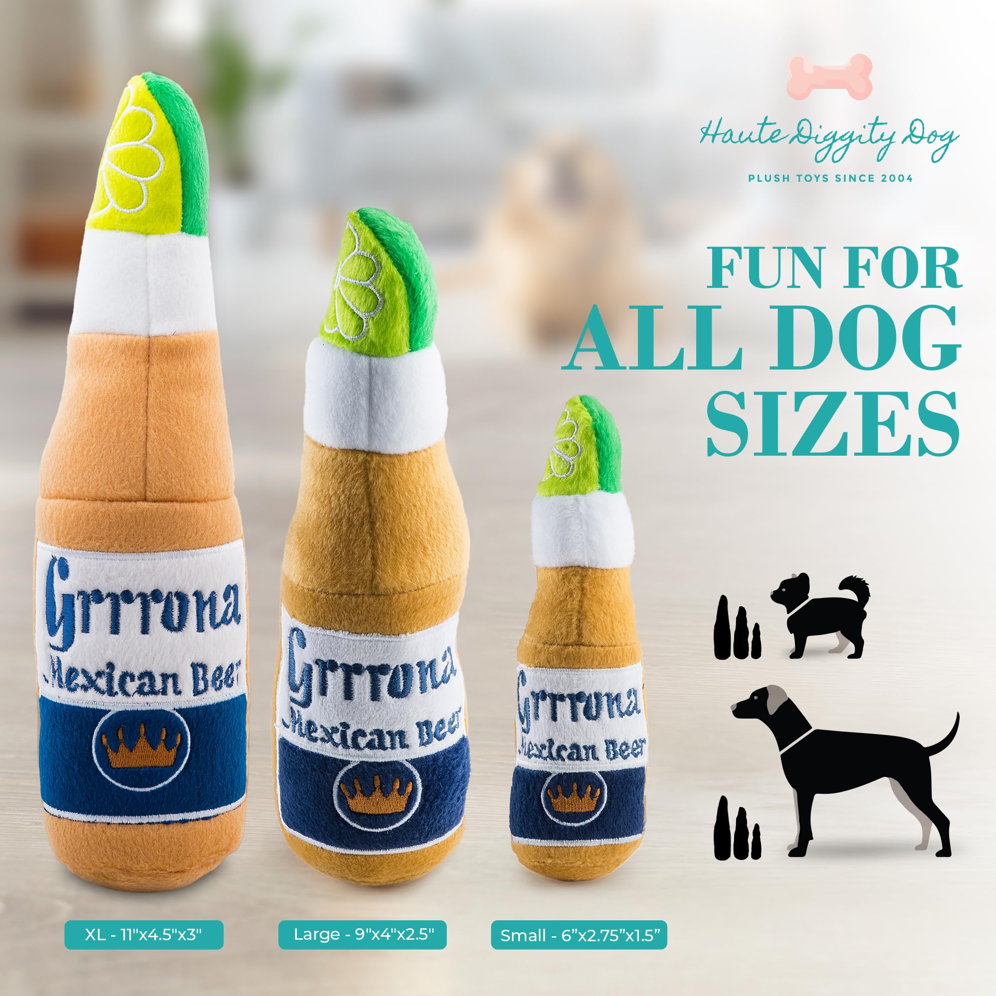 Haute Diggity Dog Pup Brews Collection - Soft Plush Funny Dog Toys with Squeaker and Fun, Colorful, Unique Parody Designs Made f