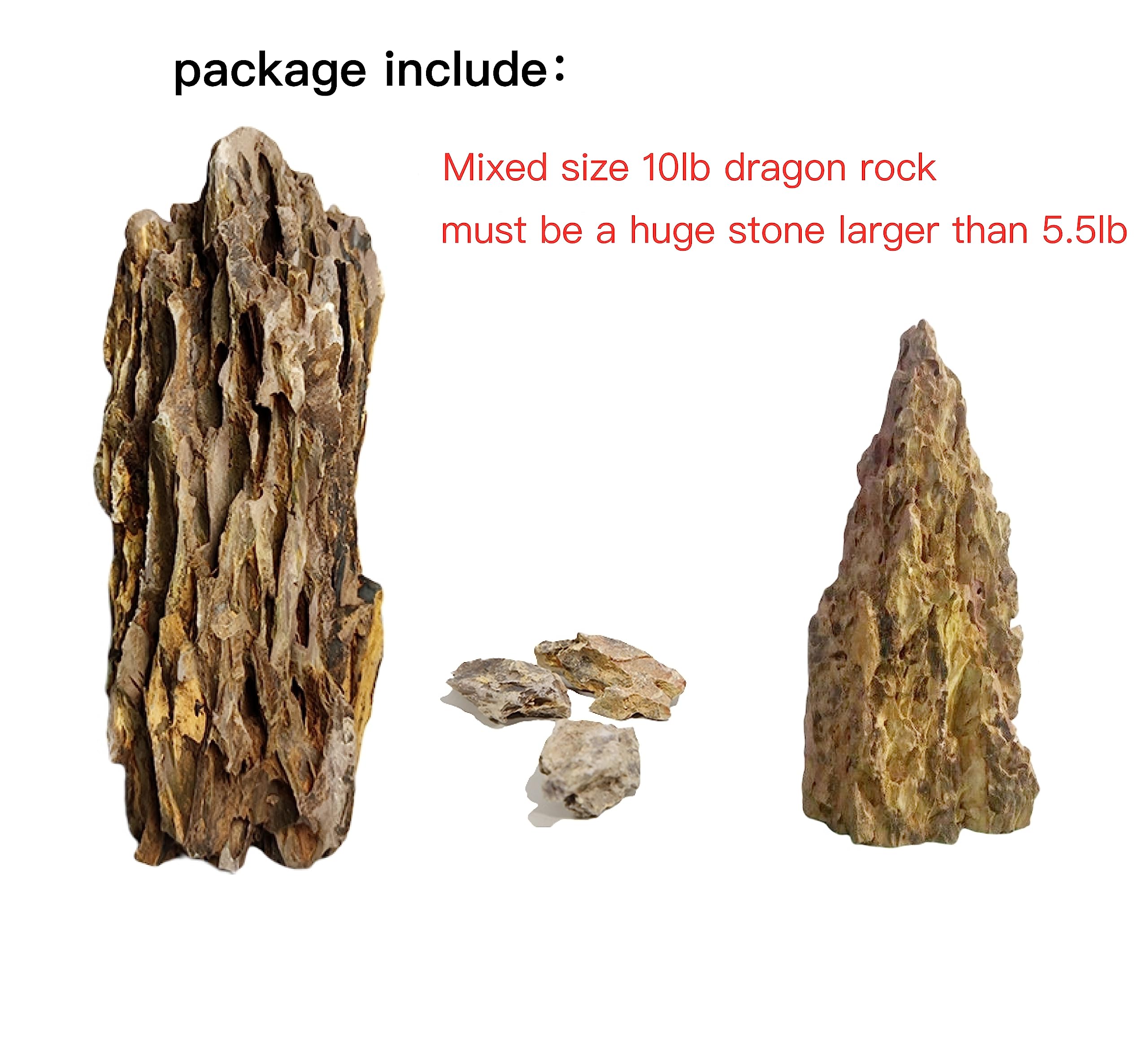 AWXZOM Natural Dragon Rock Carefully Selected Mixed Sizes, Decorative Aquarium Rocks, Aquarium Stones for Fish Tank (10lb-Extra