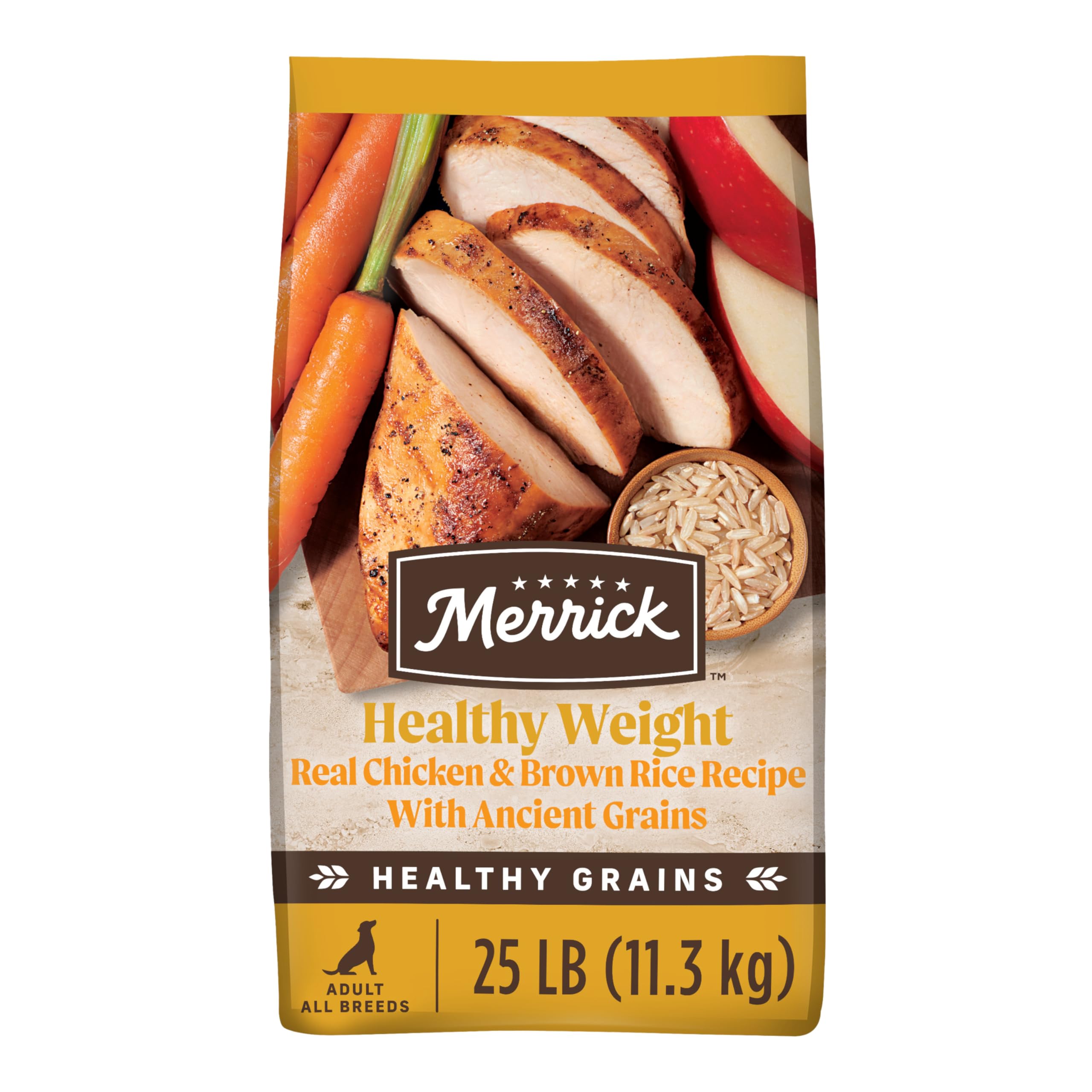 Merrick Healthy Grains Premium Adult Dry Dog Food, Wholesome and Natural Kibble, Healthy Weight Recipe - 25.0 lb. Bag