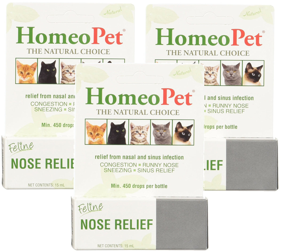 Homeopet Feline Nose Relief, 3-Pack, 15 Ml Each