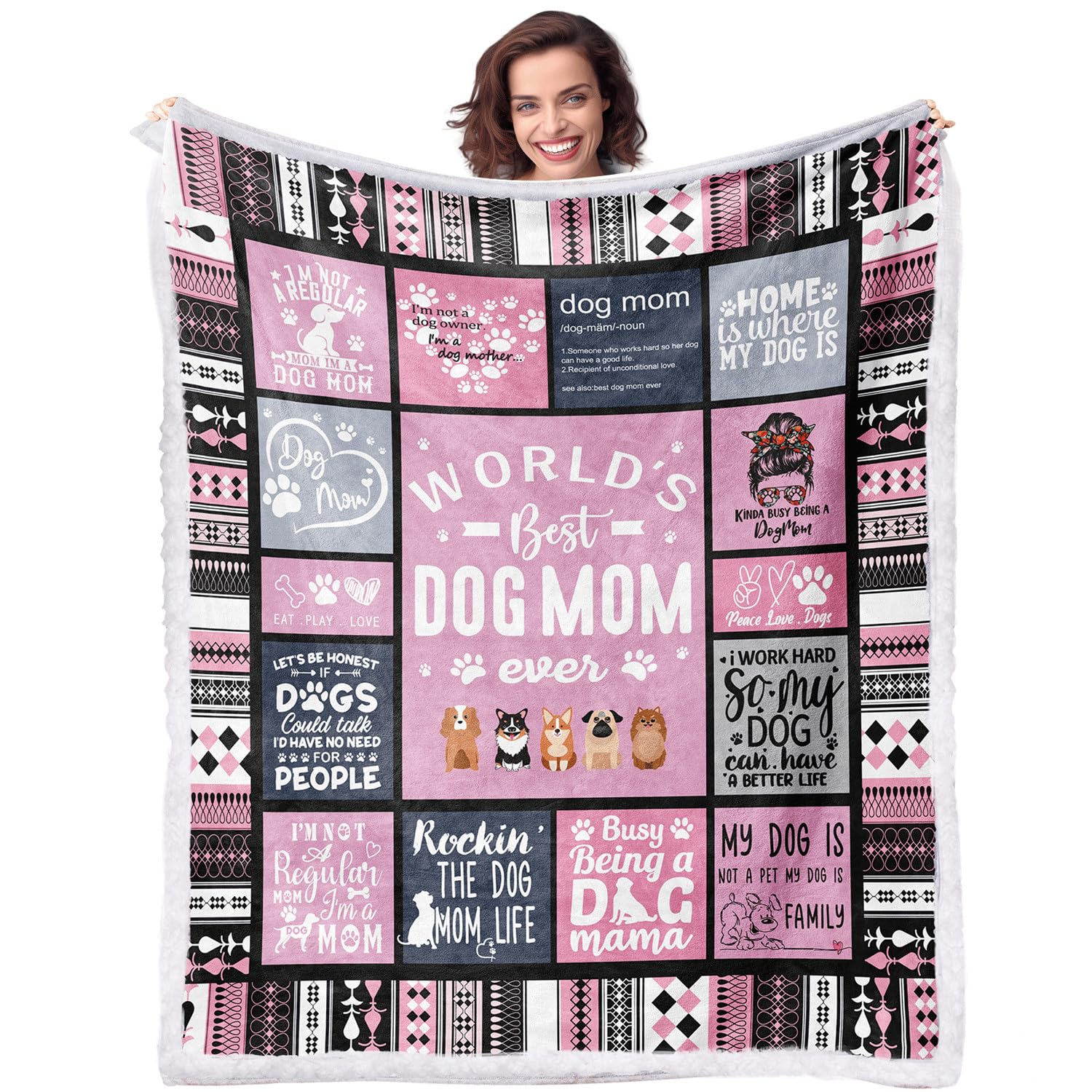 Dog Moms Sherpa Blanket For Dogs Lovers 50   X 60    Best Dog Mom Ever Soft Throw Blanket Dogs Themed Gifts For Women Girls