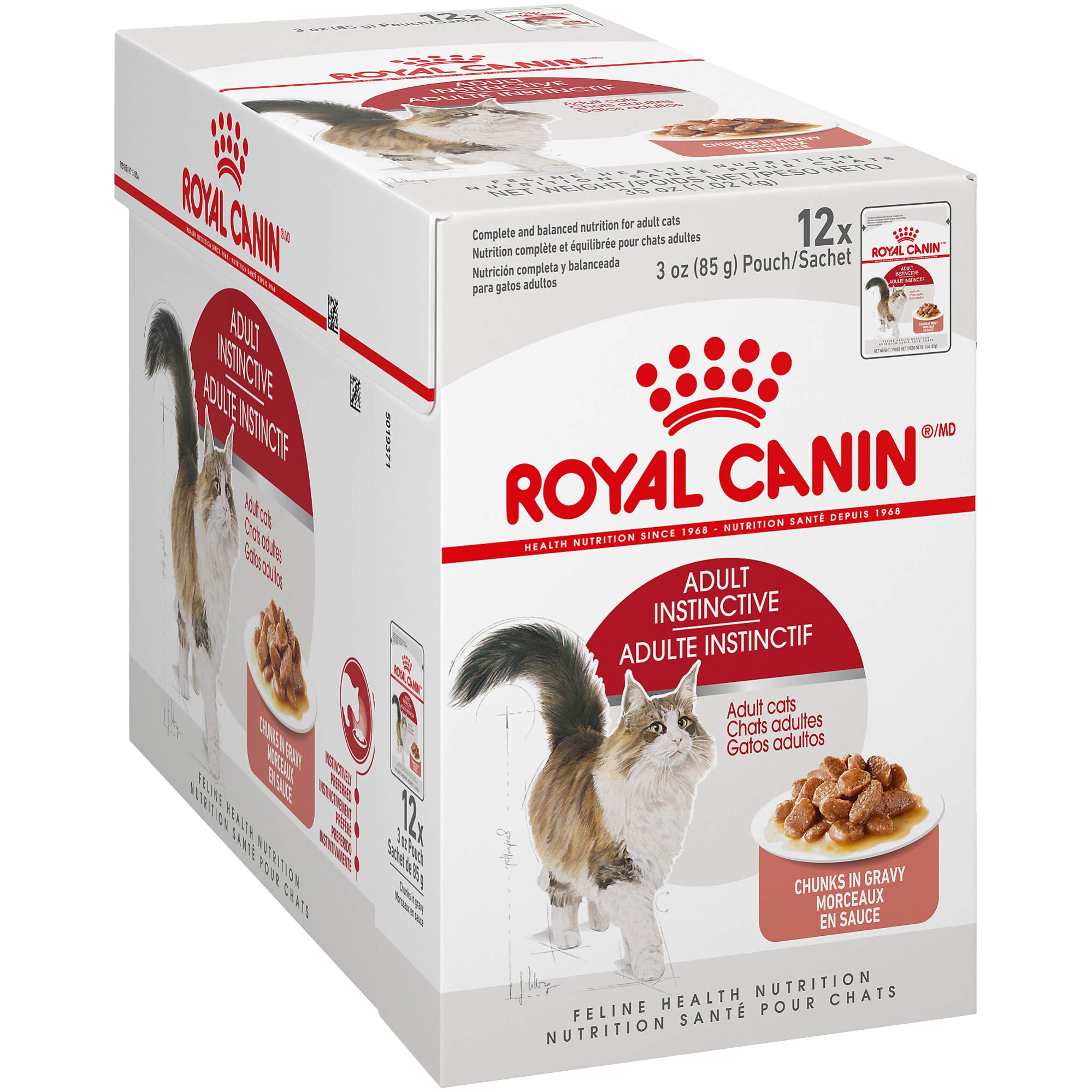 Royal Canin Feline Health Nutrition Adult Instinctive Adult Chunks in Gravy Cat Food, 3 oz (Pack of 12)