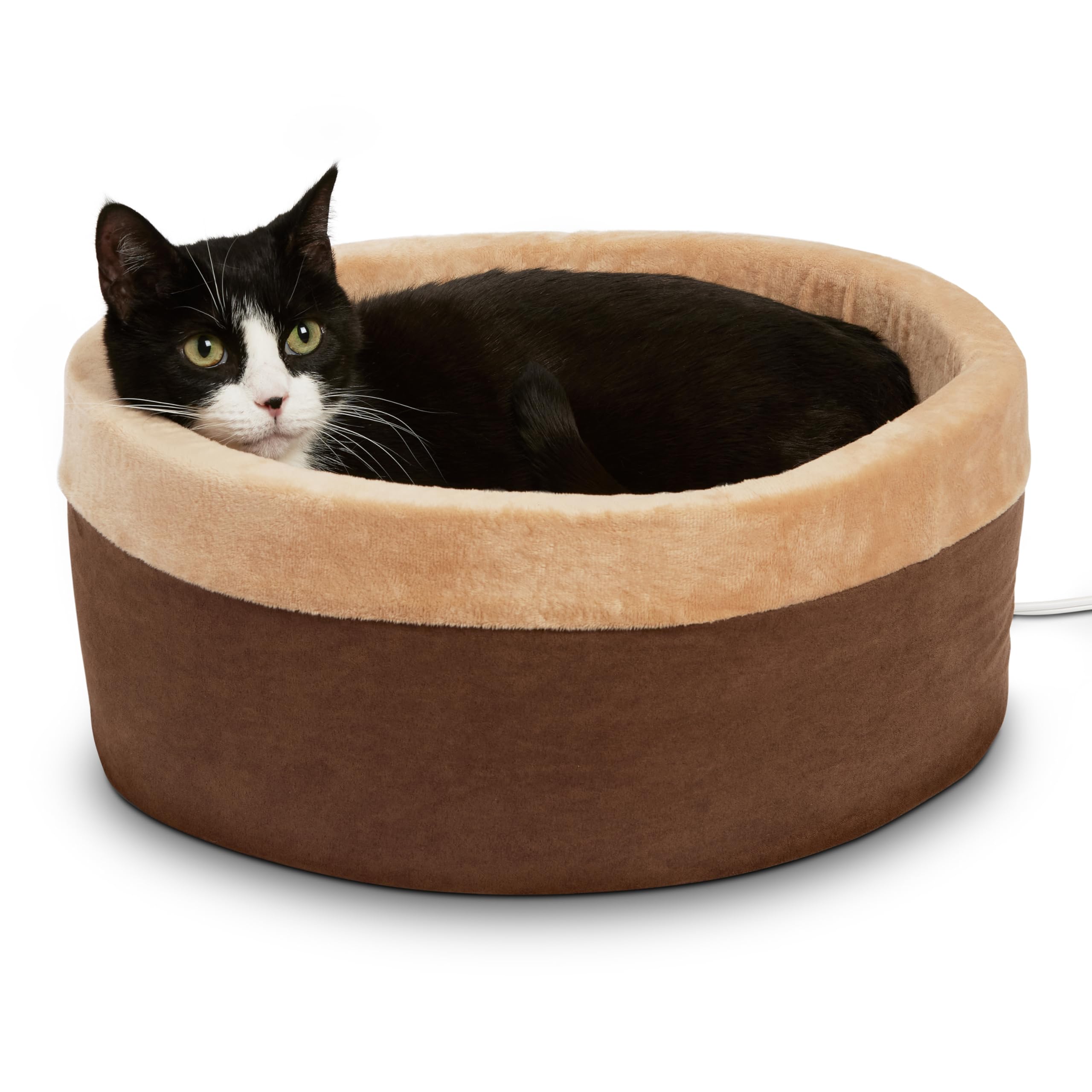 K&H Pet Products Thermo-Kitty Bed Heated Cat Beds for Indoor Cats & Dogs, Calming Warming Pillow Pet Bed, Machine Washable, Remo