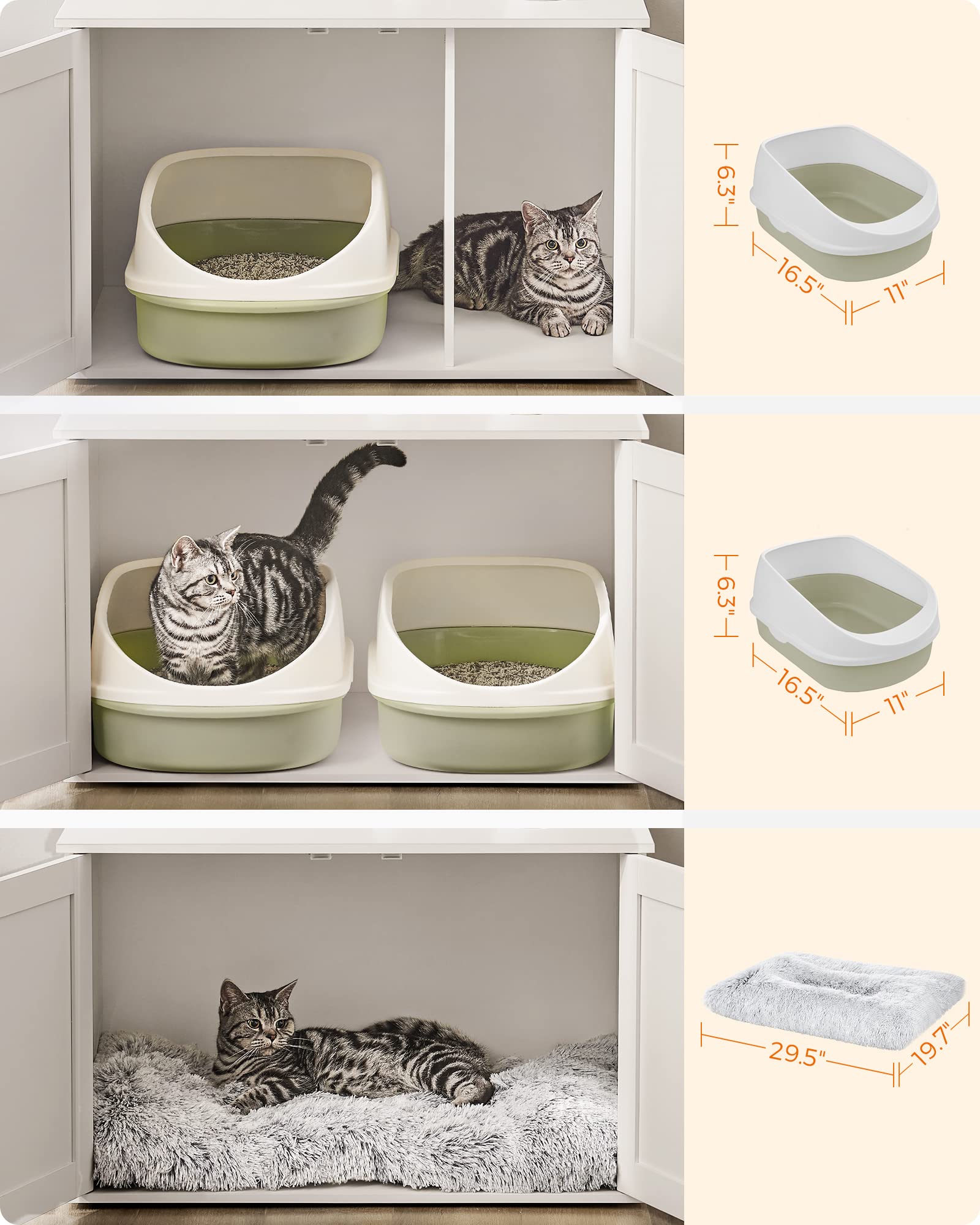 Feandrea Cat Litter Box Enclosure, Litter Box Furniture Hidden With Removable Divider, Indoor Cat House, End Table, 31.5 X 20.9 X 19.7 Inches, White Upcl002W01