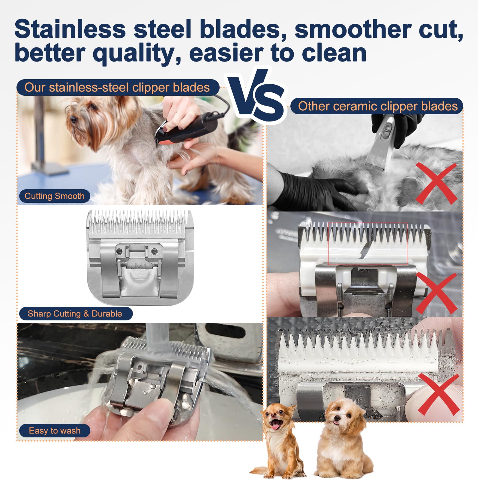 Tutuosto 10# Clipper Blades Pet Grooming Clipper Replacement Blades Detachable Blade Compatible With Andis/Wahl/Oster Dog Clippe
