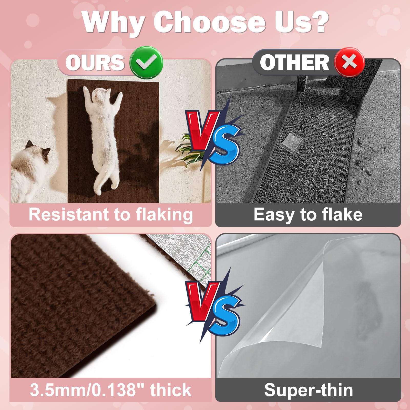 Enonci Bed Cat Scratcher Pad,47.2''X15.8''Cat Scratching Mat,Self-Adhesive Trimmable Anti Scratch Bed Couch Wall Corner Furnitur