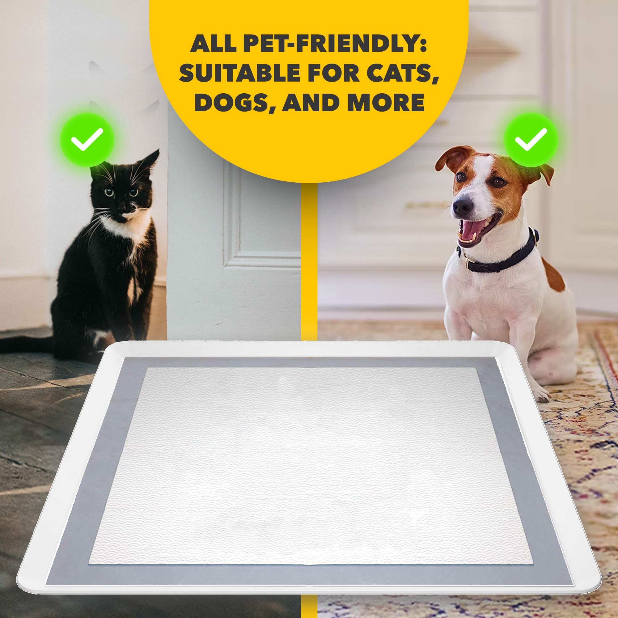 Skywin Dog Puppy Pad Holder Tray For 24 X 24 Inches Training Pads - Silicone Wee Wee Pad Holder, No Spill Pee Pad Holder For Dogs, Easy To Clean And Store (White)