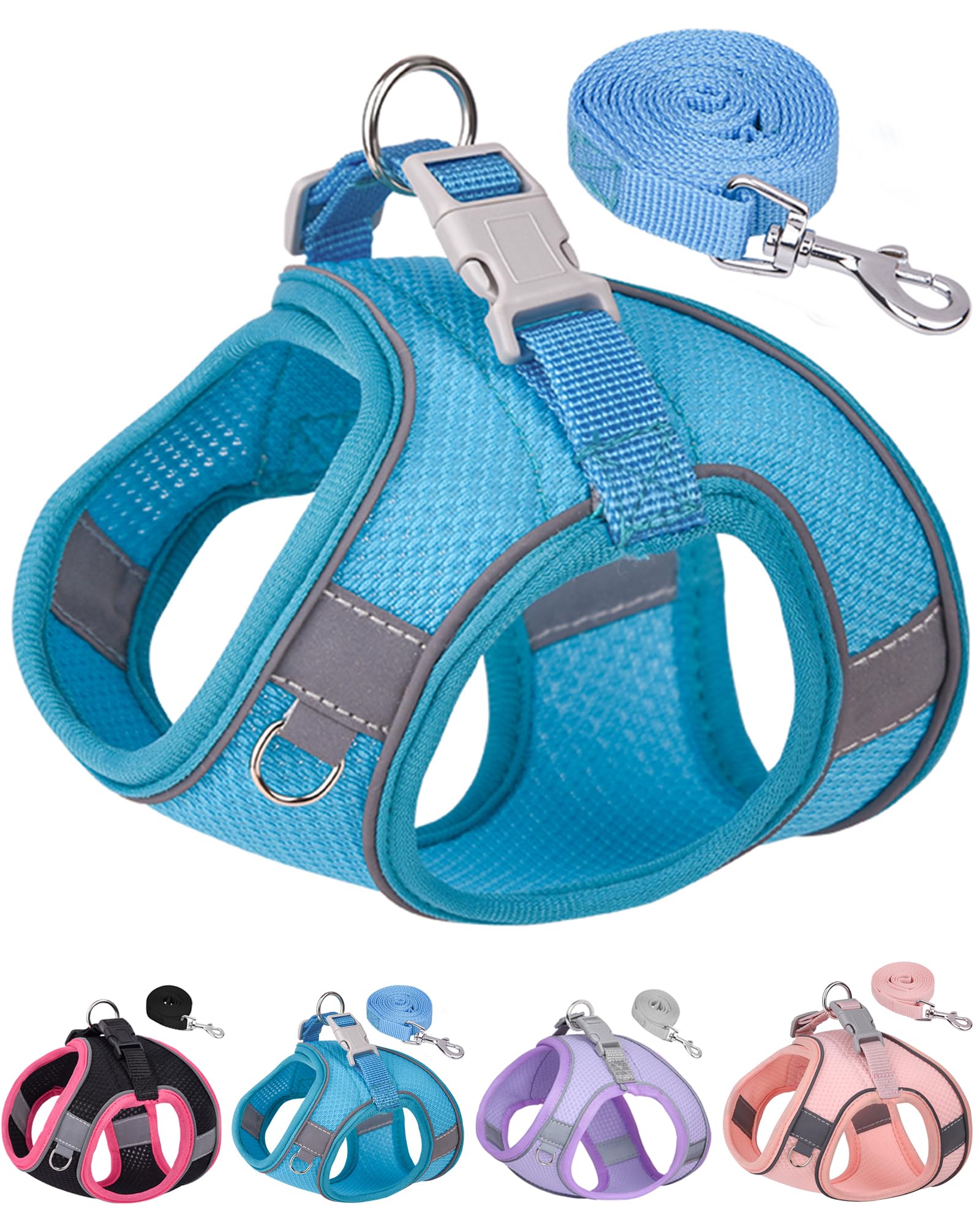 Aecllcea Puppy Harness And Leash Set Training - Dog Vest Harness For Small Medium Dogs (Blue, M)