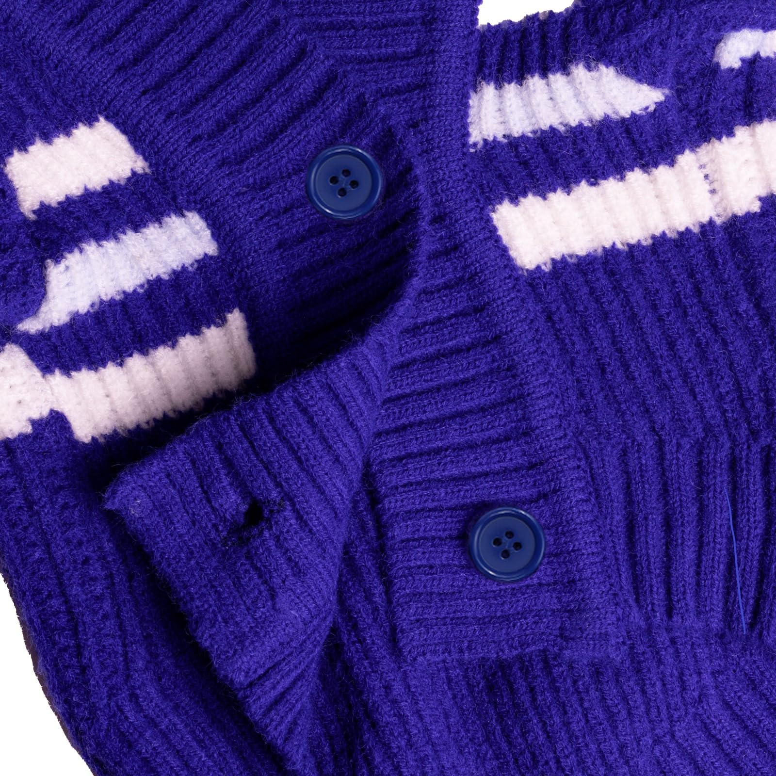 Cutebone Cardigan Striped Knitted Dog Sweater, Arctic Fleece Thermal Dog Winter Clothes For Small Dogs Boy Girl, V-Neck Pet Coat