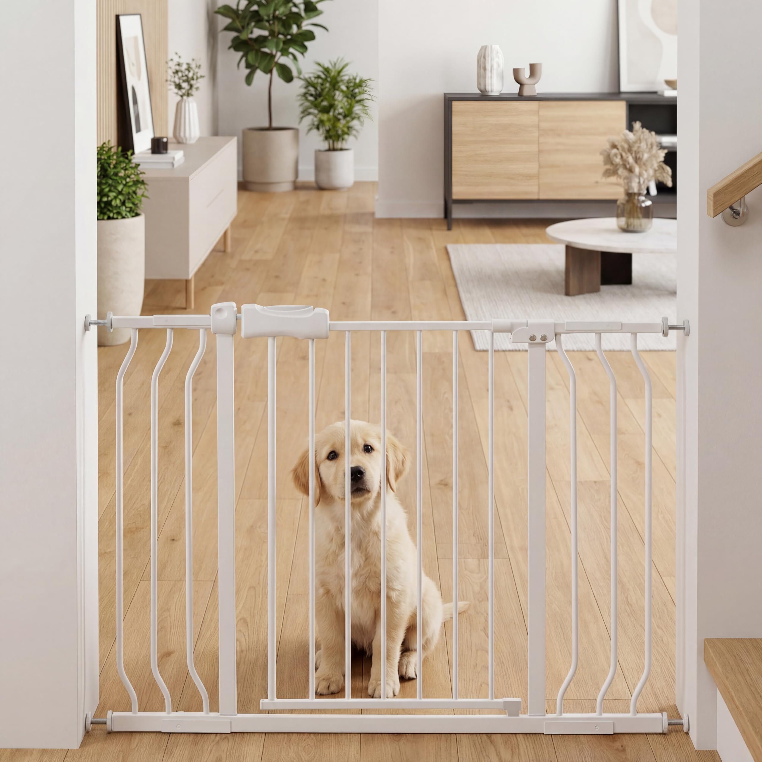 COSEND 38-43 Inch Wide Baby Gate for Stairs Indoor Safety Gate for Toddlers Kids Pressure Mounted Dog Gates for The House Doorwa