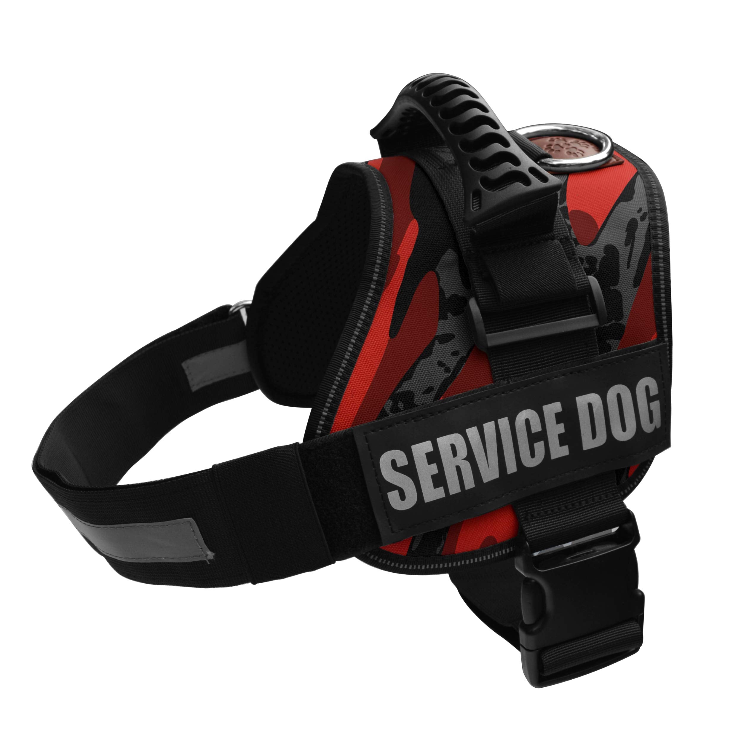 Albcorp Service Dog Vest Harness - Reflective - Woven Polyester And Nylon, Comfy Mesh Padding - Sizes From Xxs To Xl - Service Dog Patches Included. Red Camo, Medium