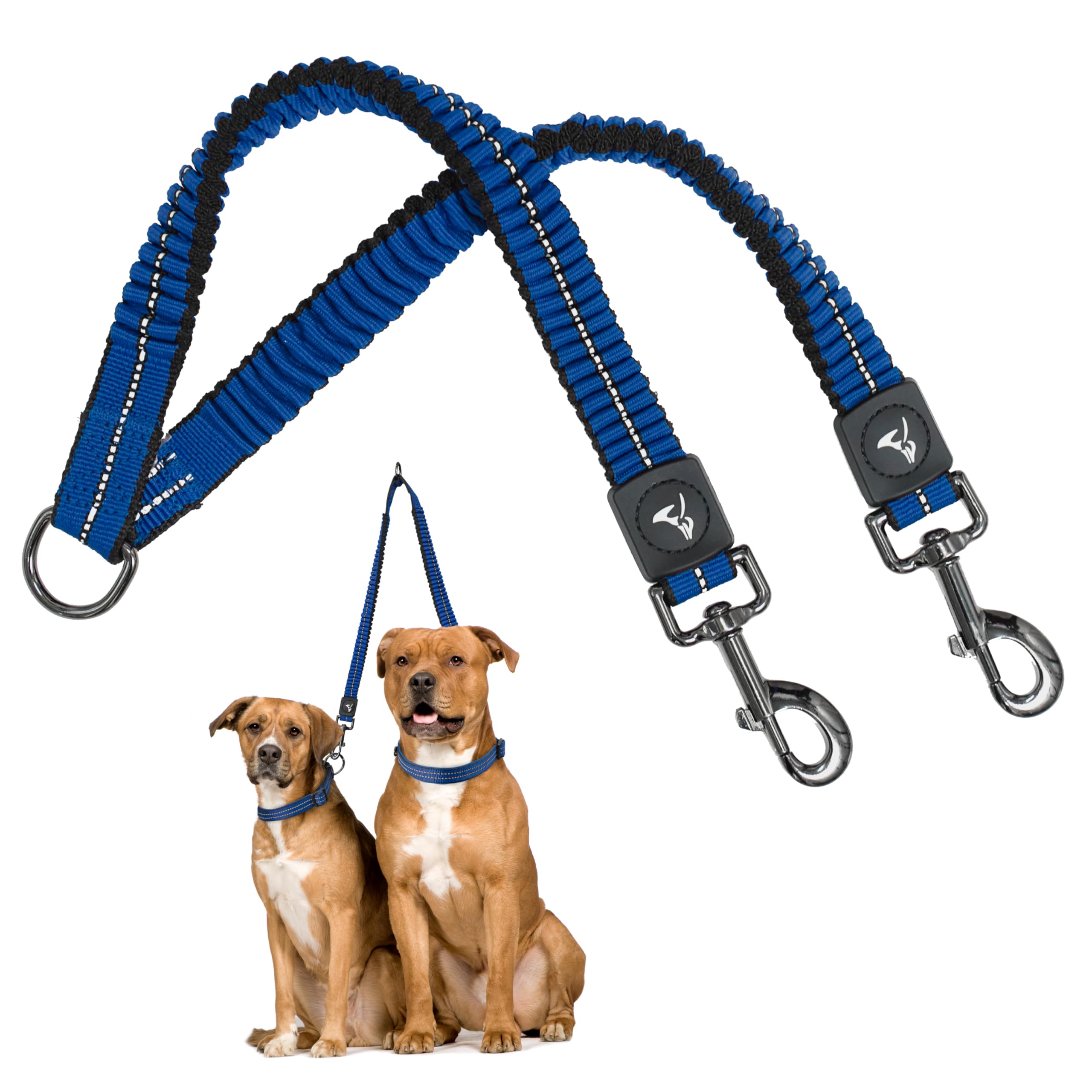 Kruz Double Dog Coupler - Kzvx2-08S - Tangle Free Dog Walking & Training Dual Extension - Comfortable, Shock Absorbing - Reflect