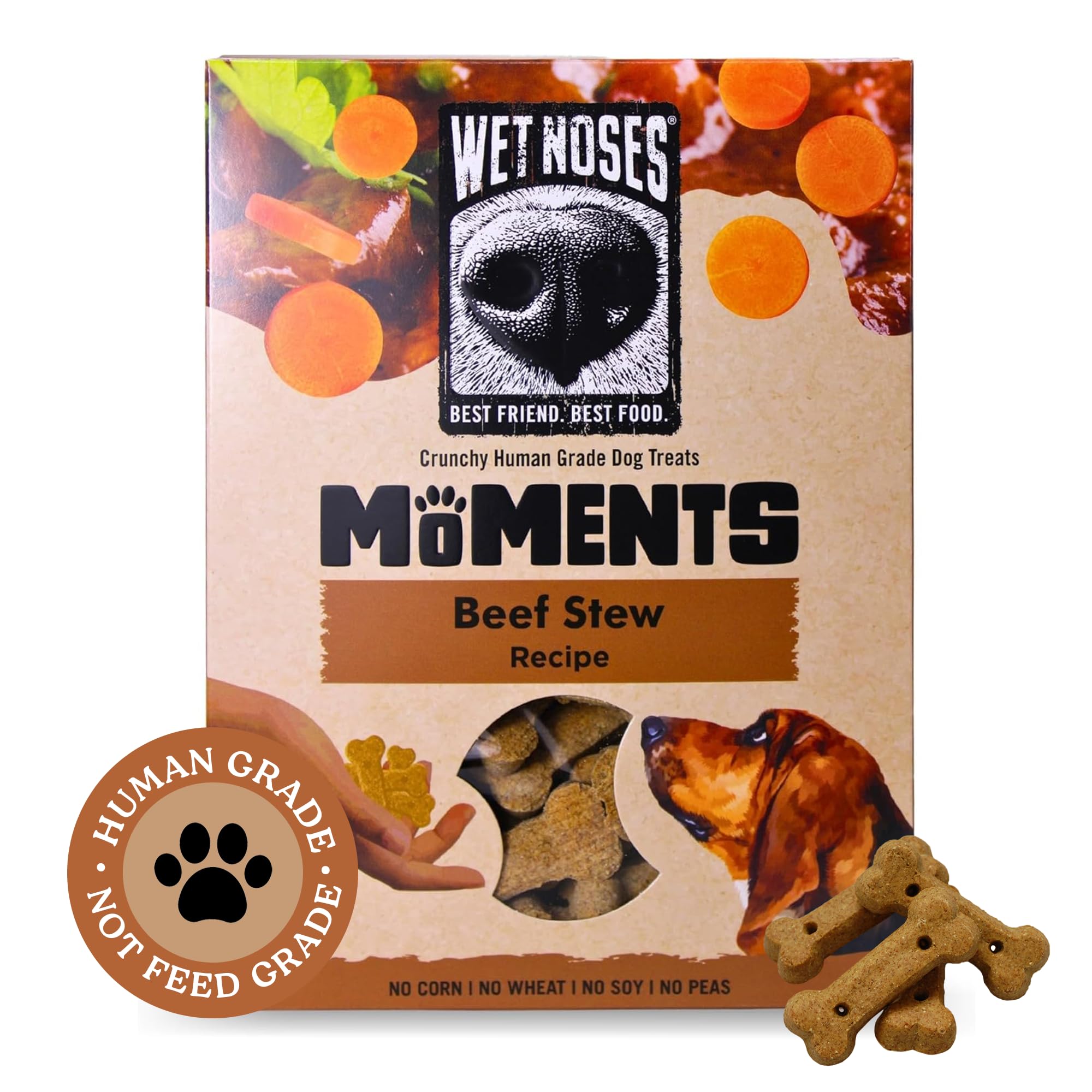 Wet Noses Moments Non-GMO Beef Stew Bone Crunchy Dog Treats - 14oz | No Corn, Wheat, Soy or Peas, Made with 8 Simple Ingredients