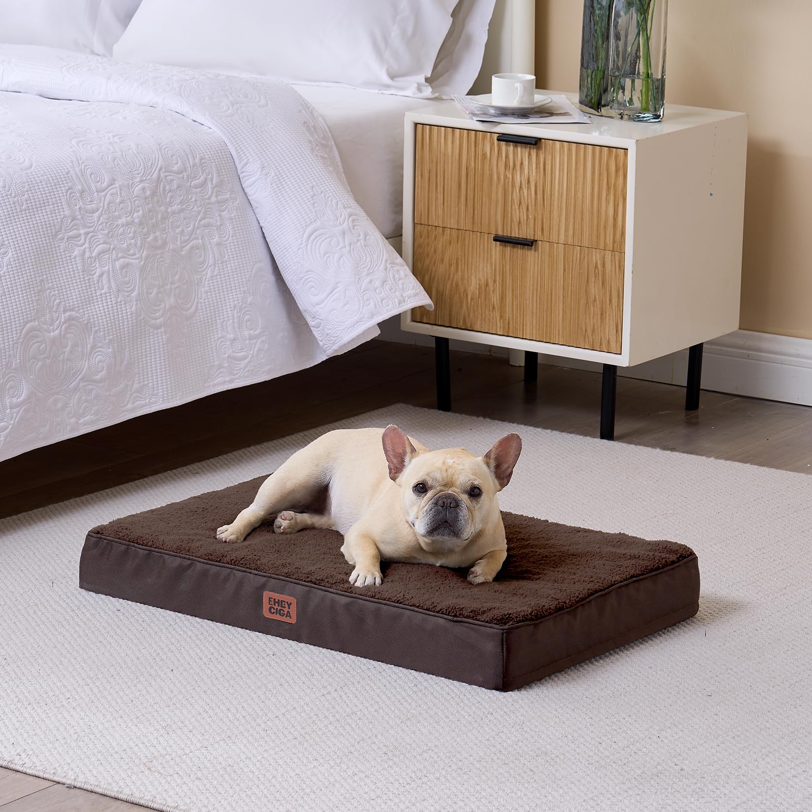 EHEYCIGA Orthopedic XXL Dog Beds for Jumbo Dogs with Removable Washable Cover,Brown, 50x36