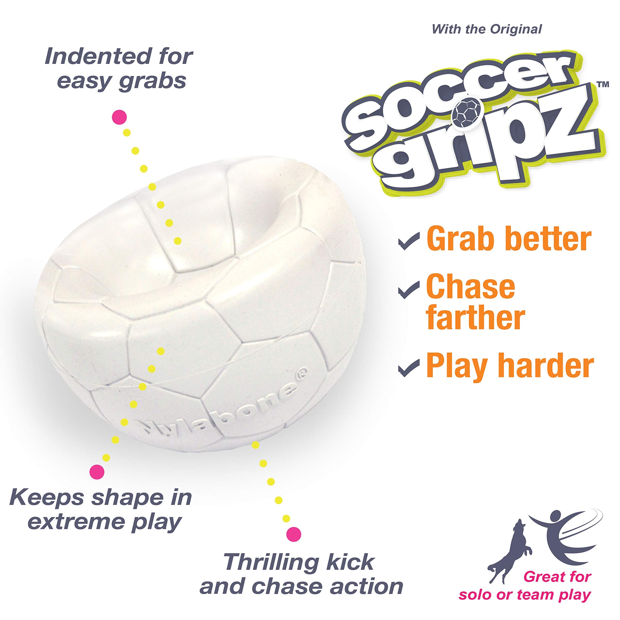 Nylabone Power Play Soccer Ball Gripz Fetch Toy, Squeaky Ball Chew Toy For Dogs, Medium (1 Count)