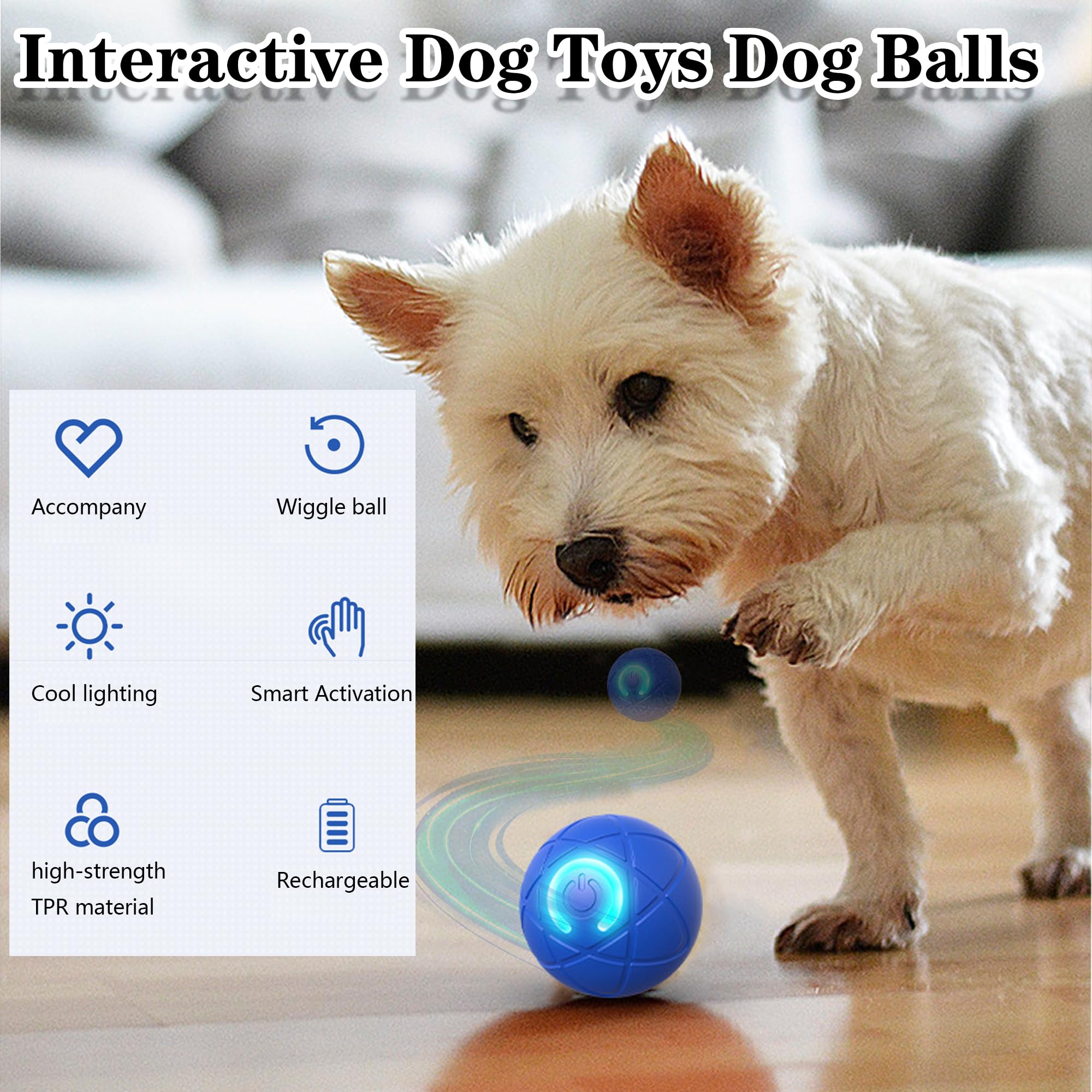 Interactive Dog Toys Dog Balls Activated Automatic Rolling Ball for Puppy Small Medium Dogs Smart Jumping Automatic Moving Bounc