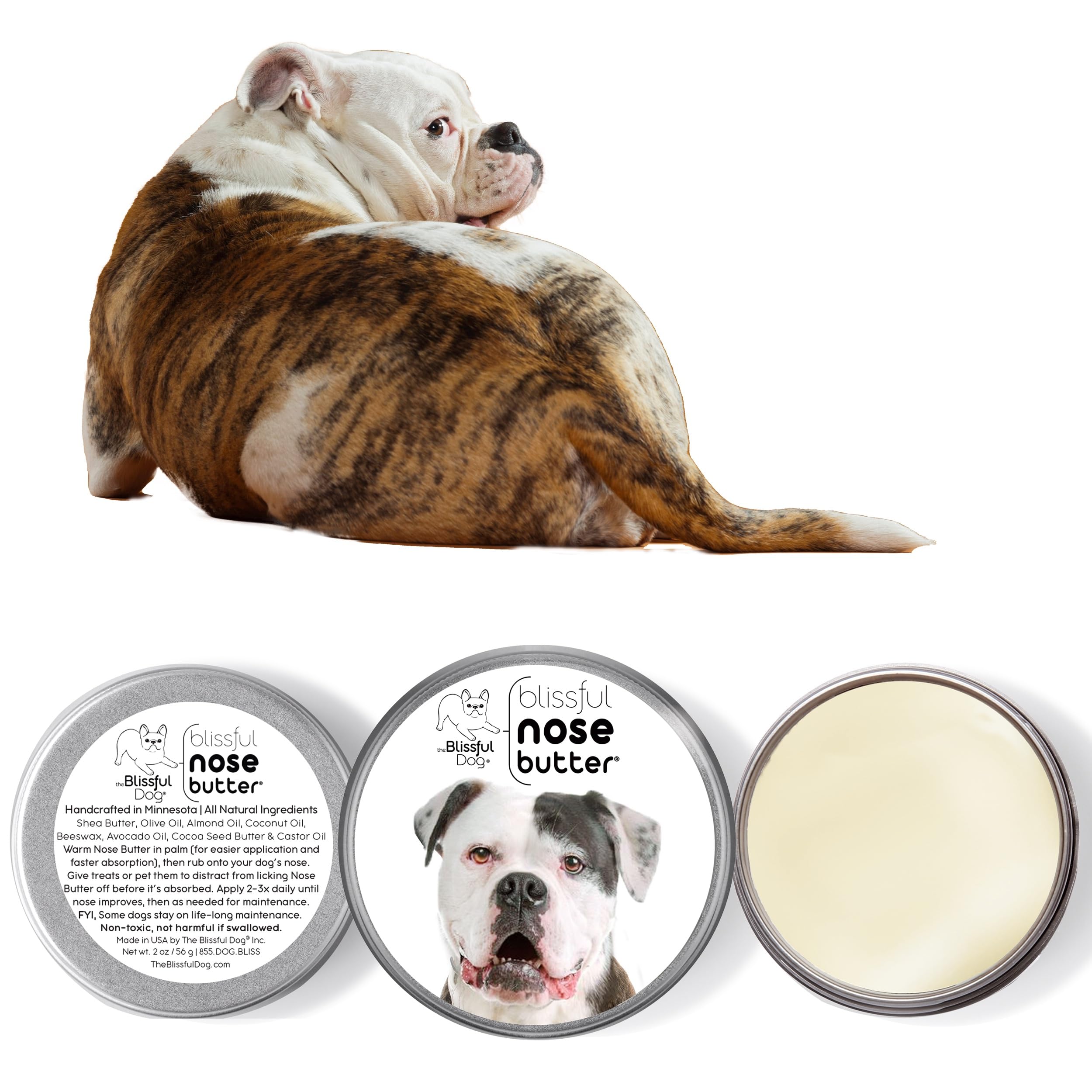 The Blissful Dog American Bulldog Nose Butter, Versatile Dog Nose Balm for Dry Nose, Handcrafted Nose Moisturizer, Easy-to-Apply