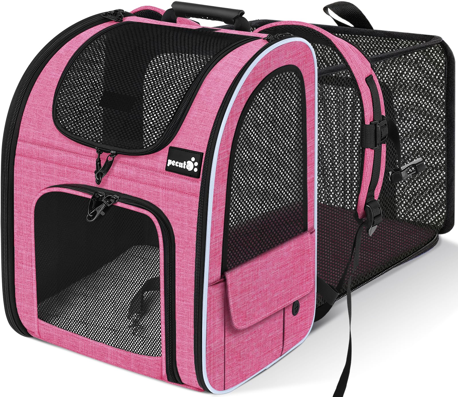 Pecute Cat Backpack Carrier, Expandable Cat Carrier Backpack with Breathable Mesh, Pet Carrier Backpack for Cats Small Dogs Pupp