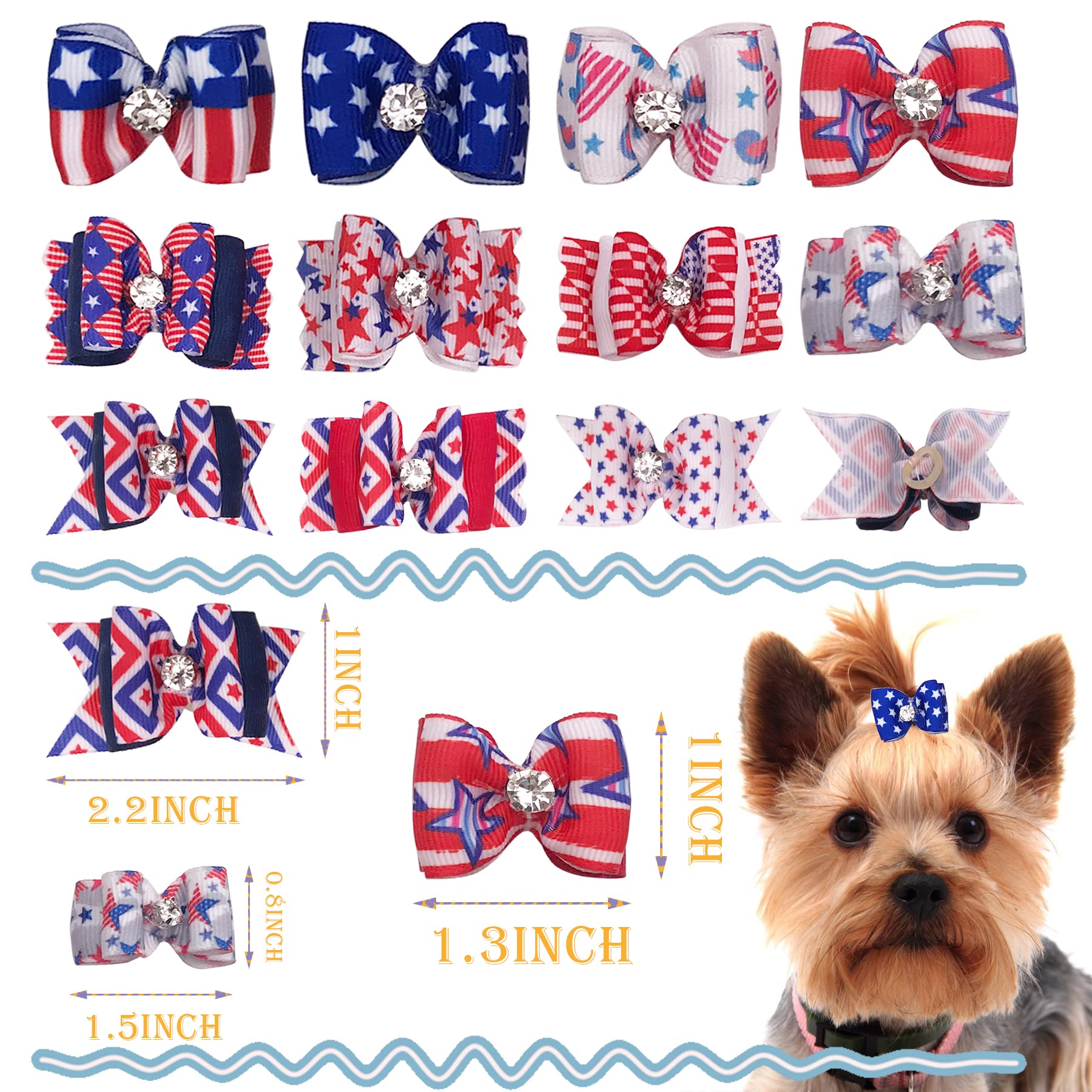 Jpgdn 50Pcs/25Pairs Dog Hair Bows With Rubber Band Summer Sea Animal Pattern For Girl Boy Male Female Small Medium Puppy Doggie
