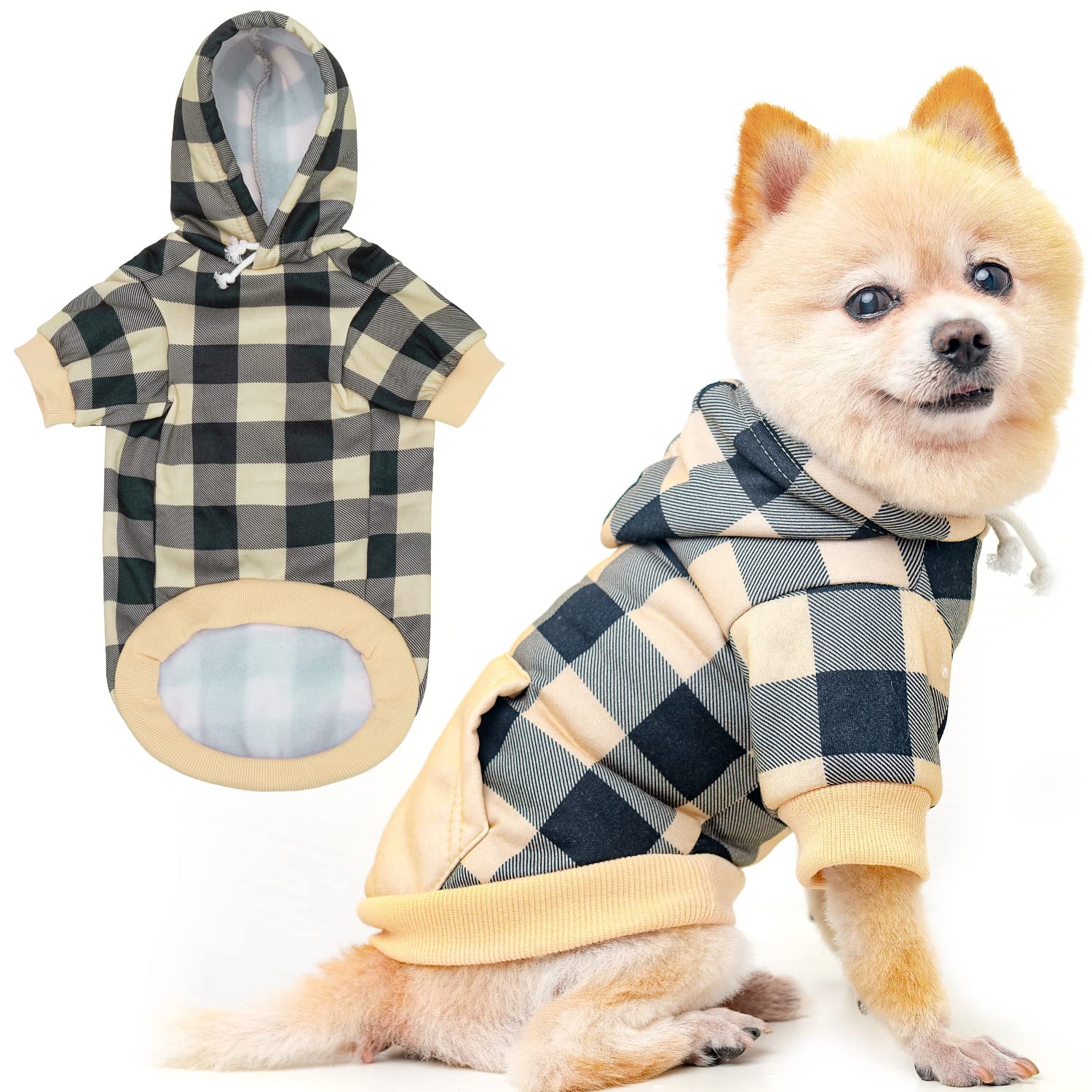 Plaid Dog Hoodie Pet Clothes Sweaters With Hat