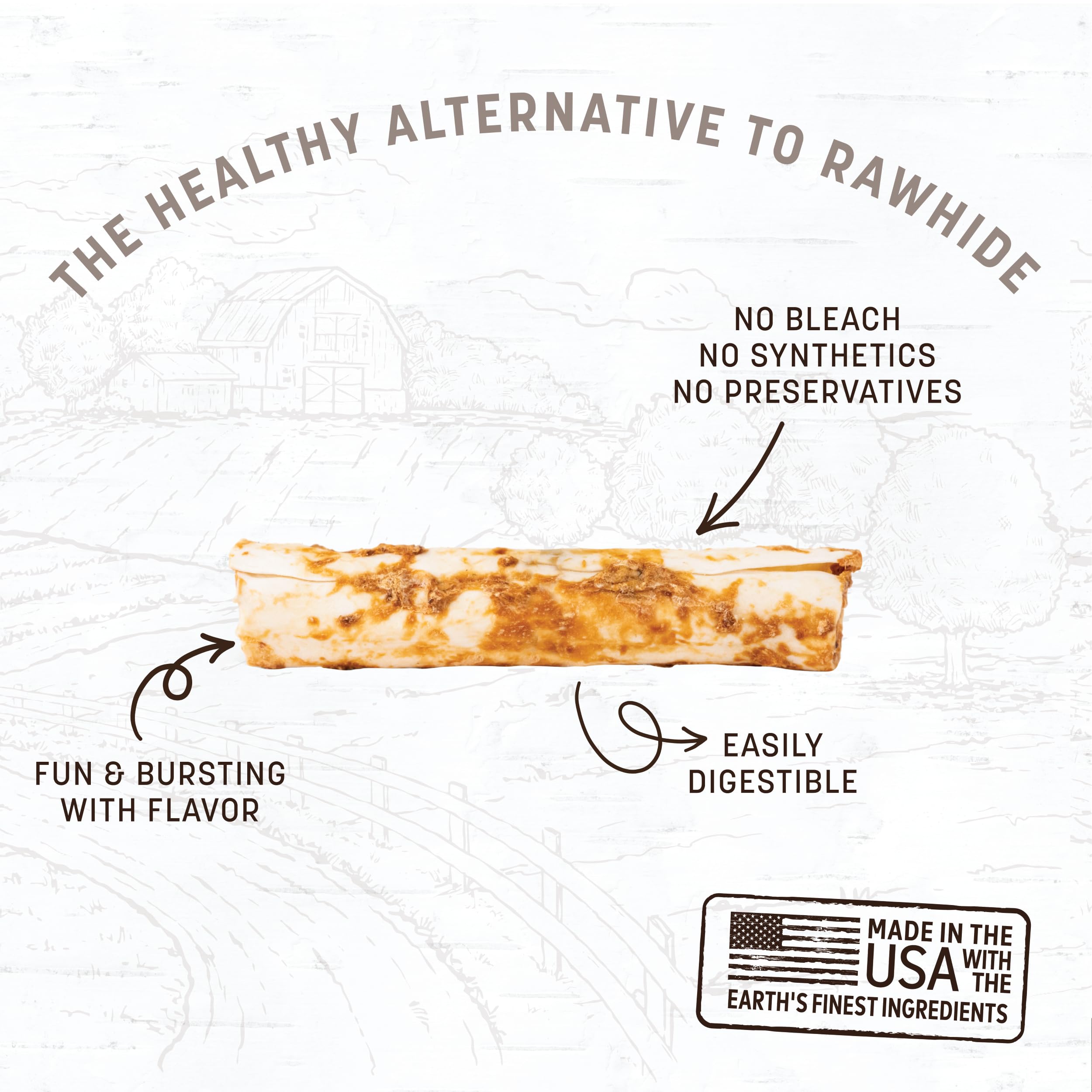 Earth Animal No Hide Chews - Long Lasting Rawhide Free Medium Dog Chews Rolls, Peanut Butter - 3 Count Value Pack
