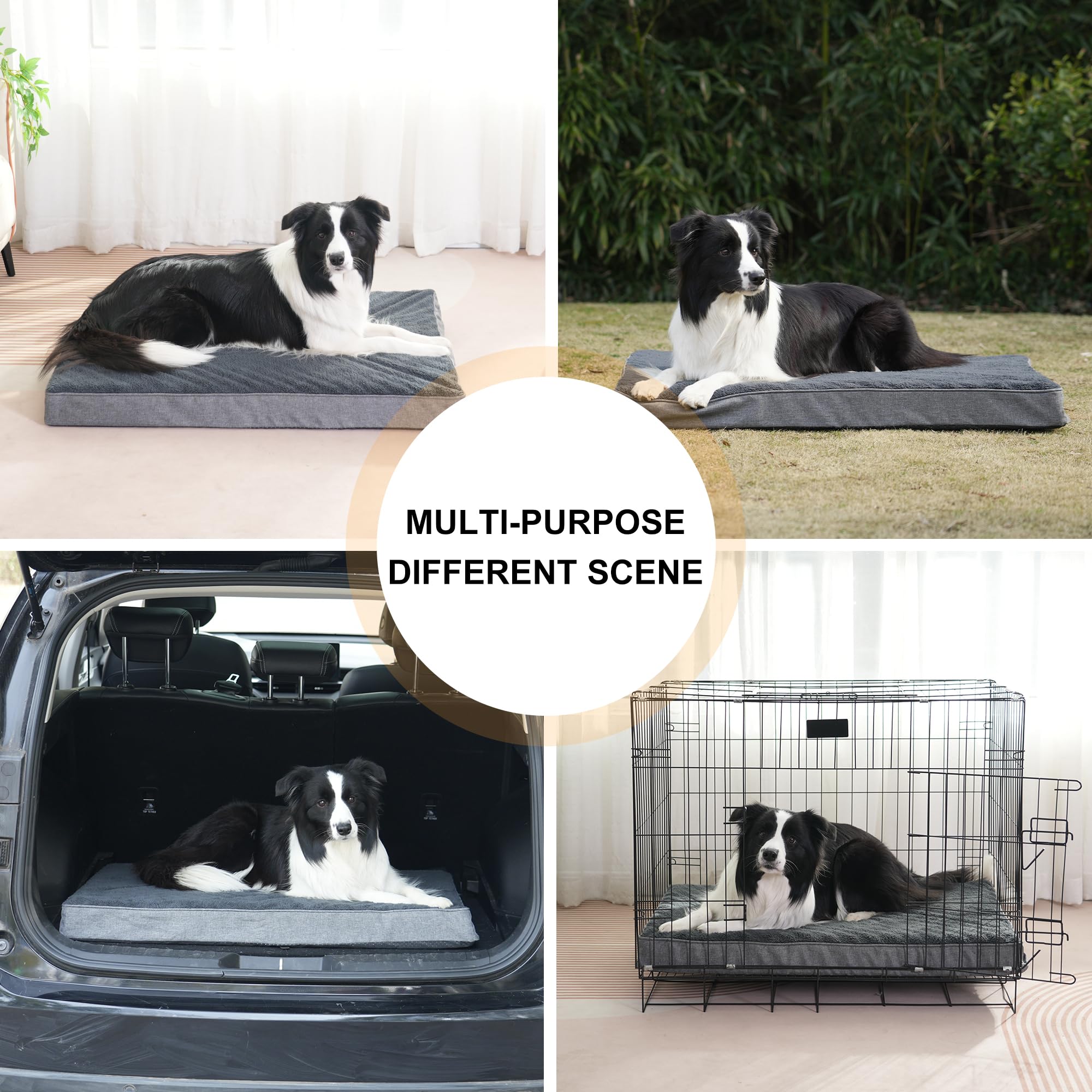 Softhola Orthopedic Dog Bed For Large And Medium Dogs, Dog Mat With Removable Washable Cover & Anti-Slip Bottom,Egg Crate Foam P