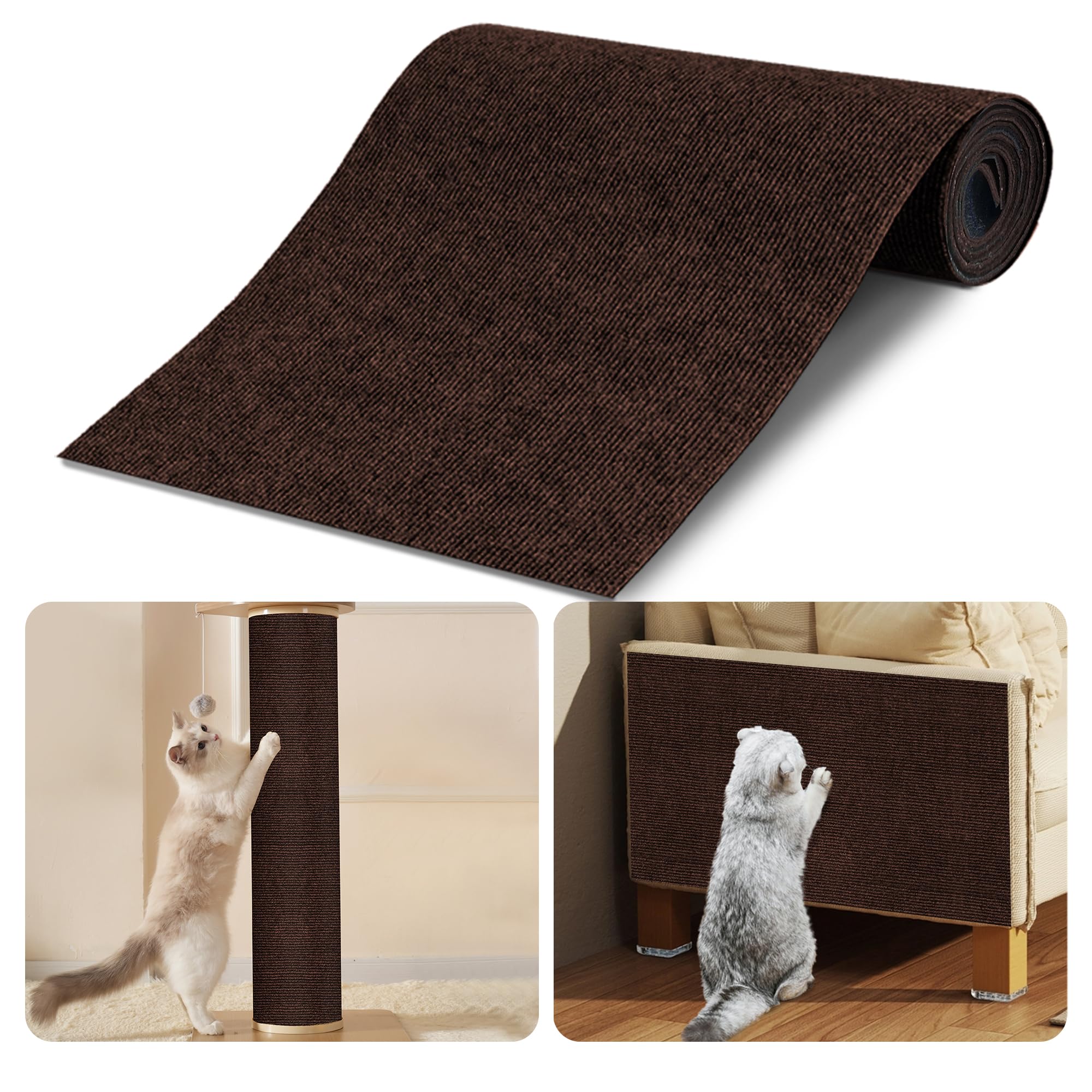 Cat Scratch Mat 5Pack,39.3'X15.7' Cat Scratching Mat Self-Adhesive Carpet Mat Trimmable, Cat Wall Shelves, Cat Scratcher Board