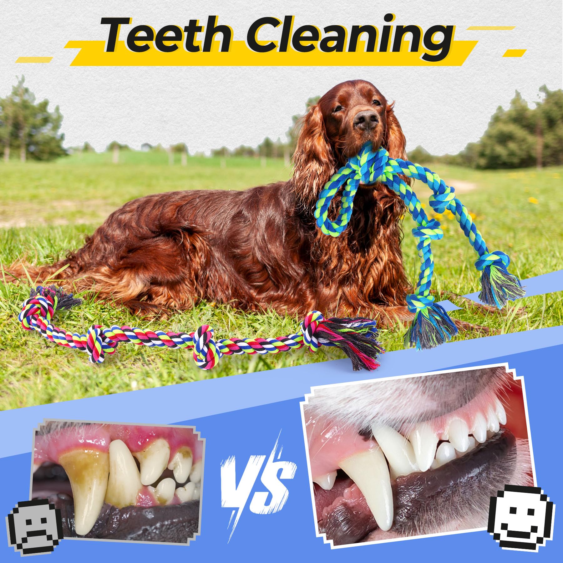 Eefitoys Heavy Duty Dog Rope Toys For Aggressive Chewers, Tough Tug Of War Dog Toys For Large, Medium & Small Dogs - 5 Pack Incl