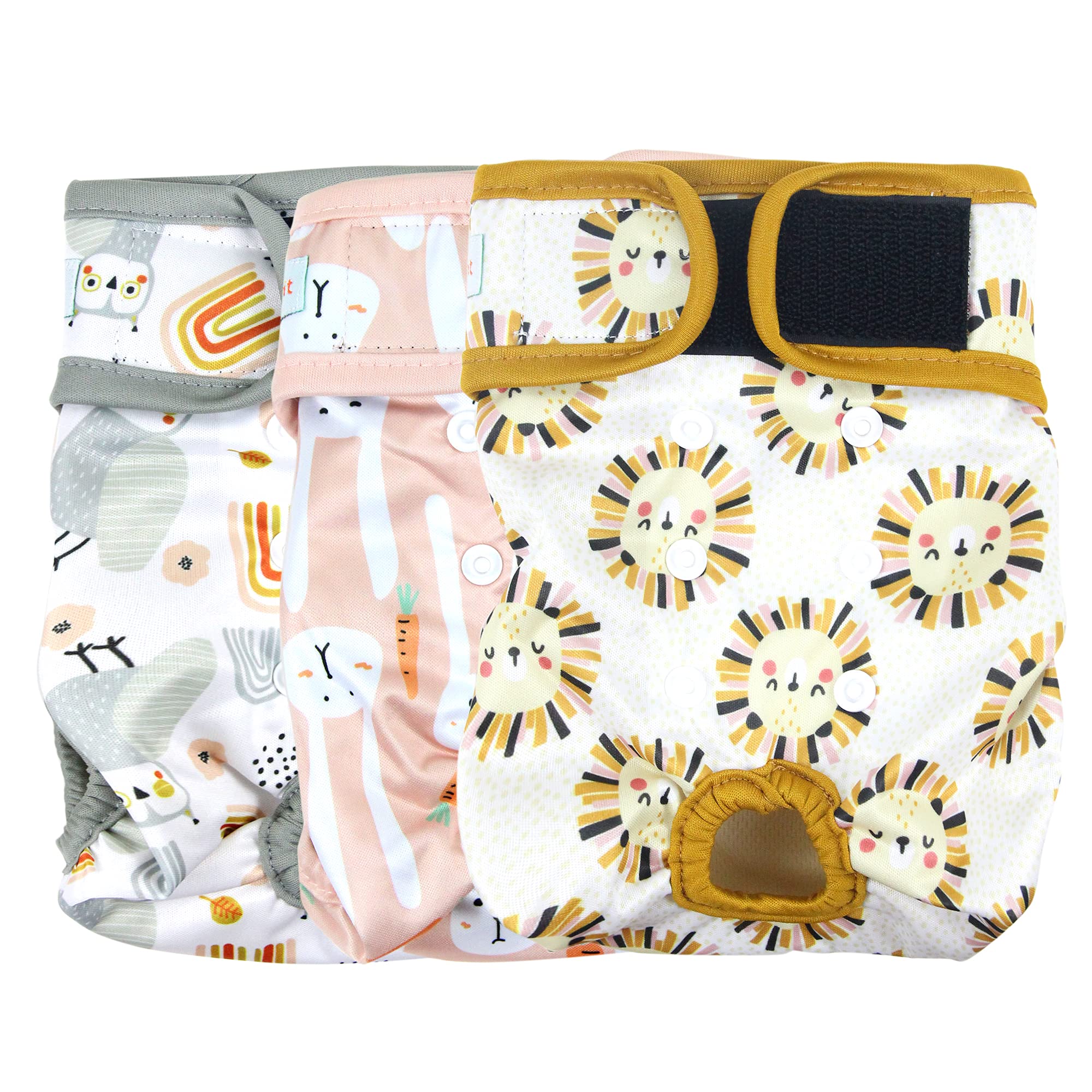 Langsprit Washable Female Dog Diapers (3 Pack) - Doggie Reusable Small Medium Large Dog Diapers for Doggy Puppy Female in Period