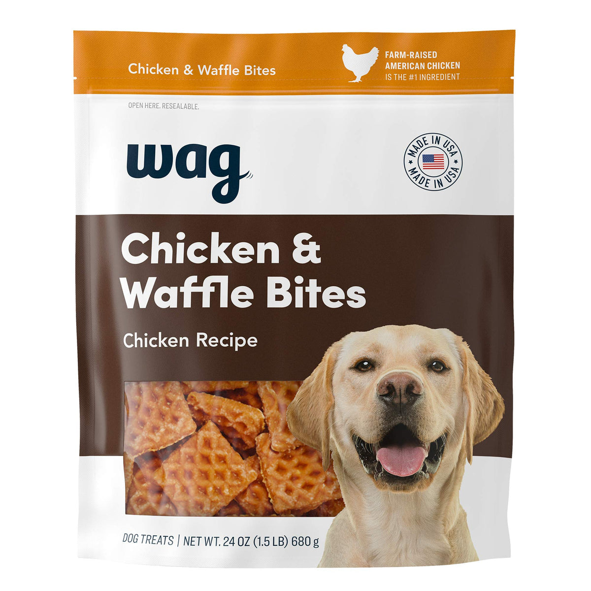 Amazon Brand - Wag Dog Treats Chicken And Waffle Bites 24Oz