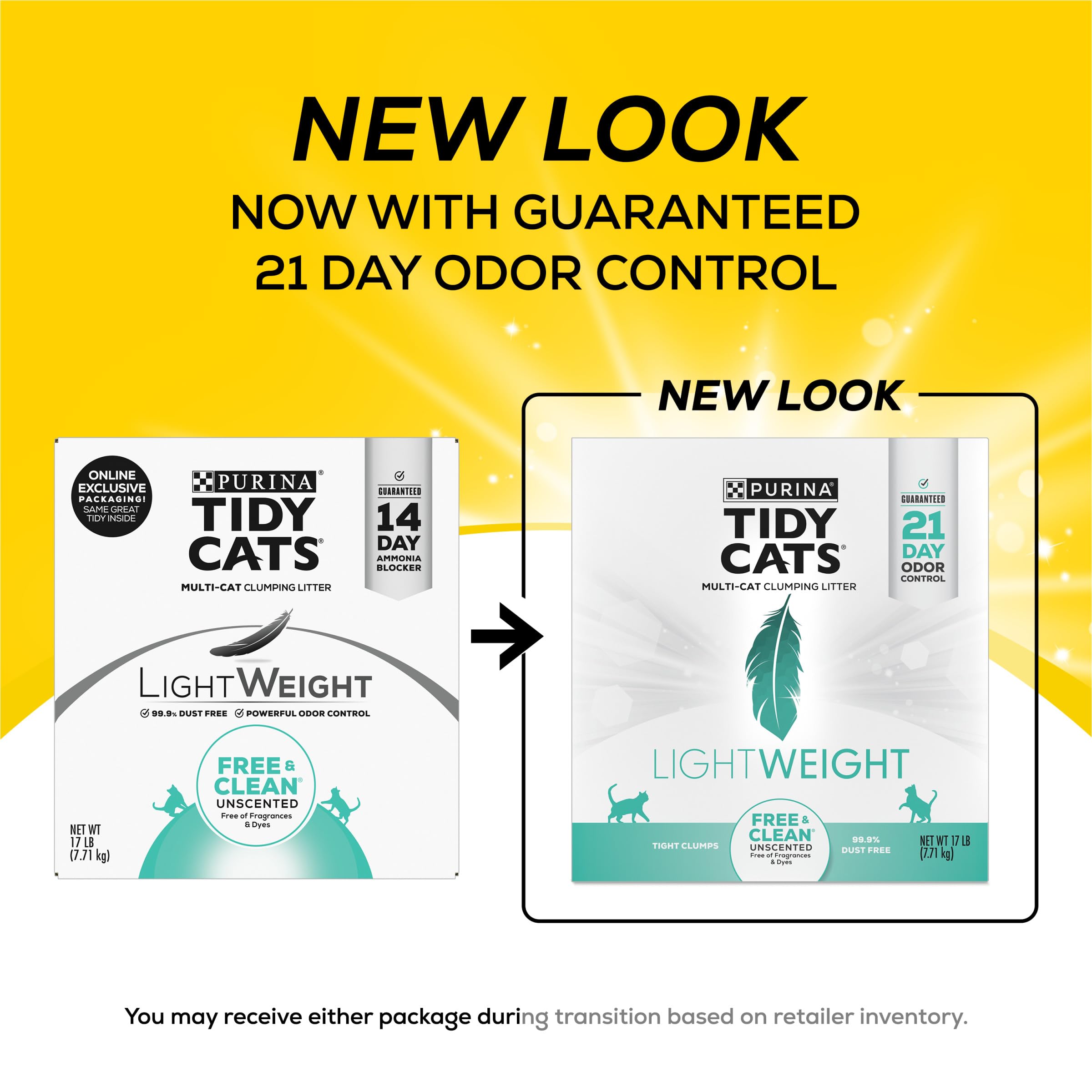 Purina Tidy Cats Low Dust, Clumping Cat Litter Odor Control, Lightweight Free And Clean Unscented, Multi Cat Litter - 17 Lb. Box