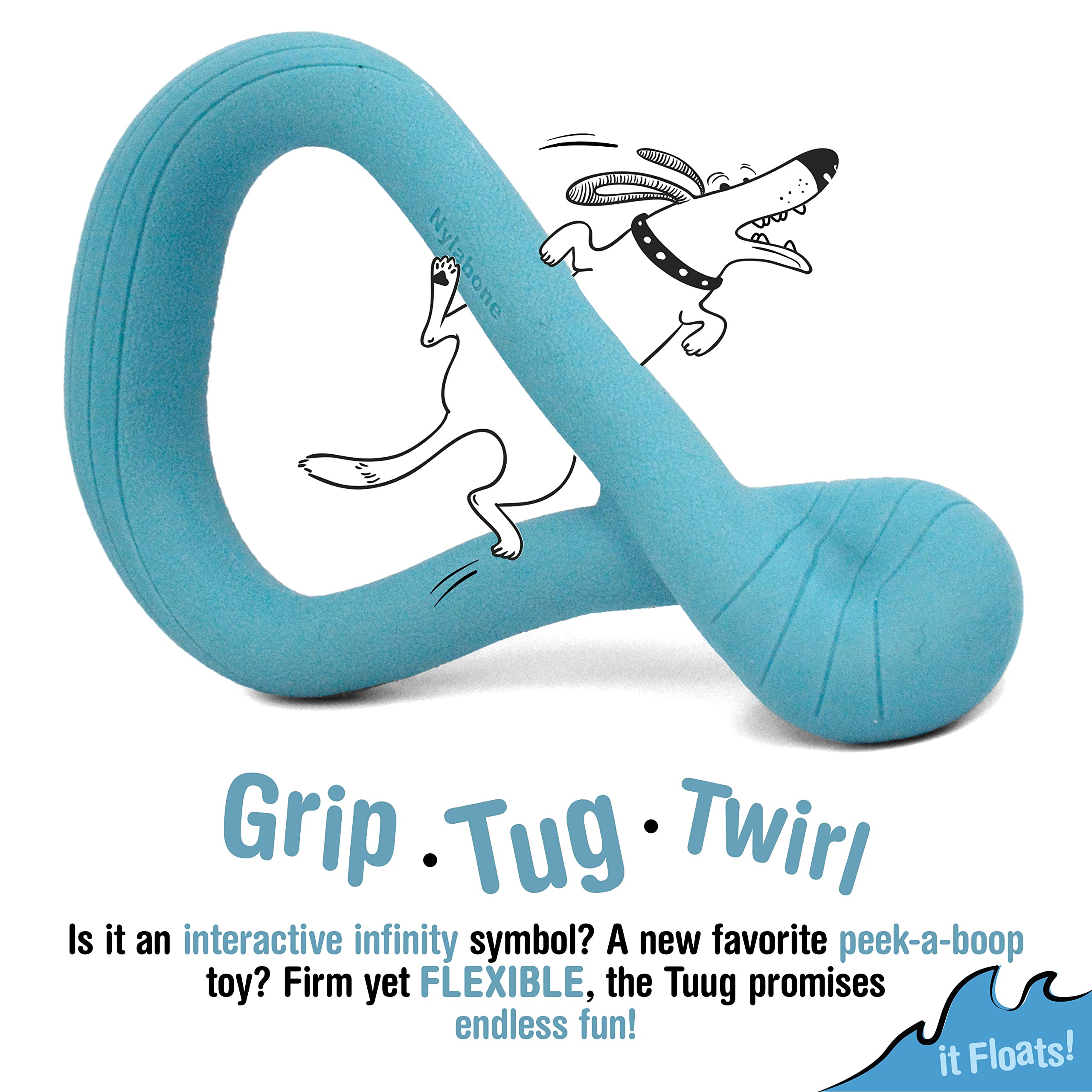 Nylabone Tuug Interactive Dog Toy for Dog Enrichment - Firm Yet Flexible Dog Tug Toy for Creative Play & Dog Exercise - Play Toy