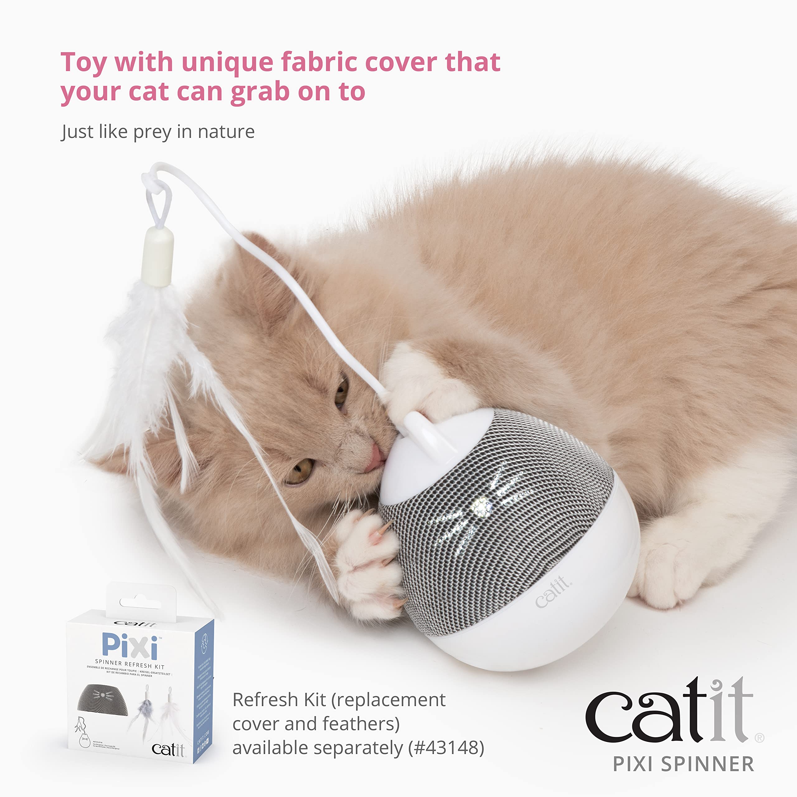 Catit PIXI Spinner, Treat Dispensing Cat Toy, Blue