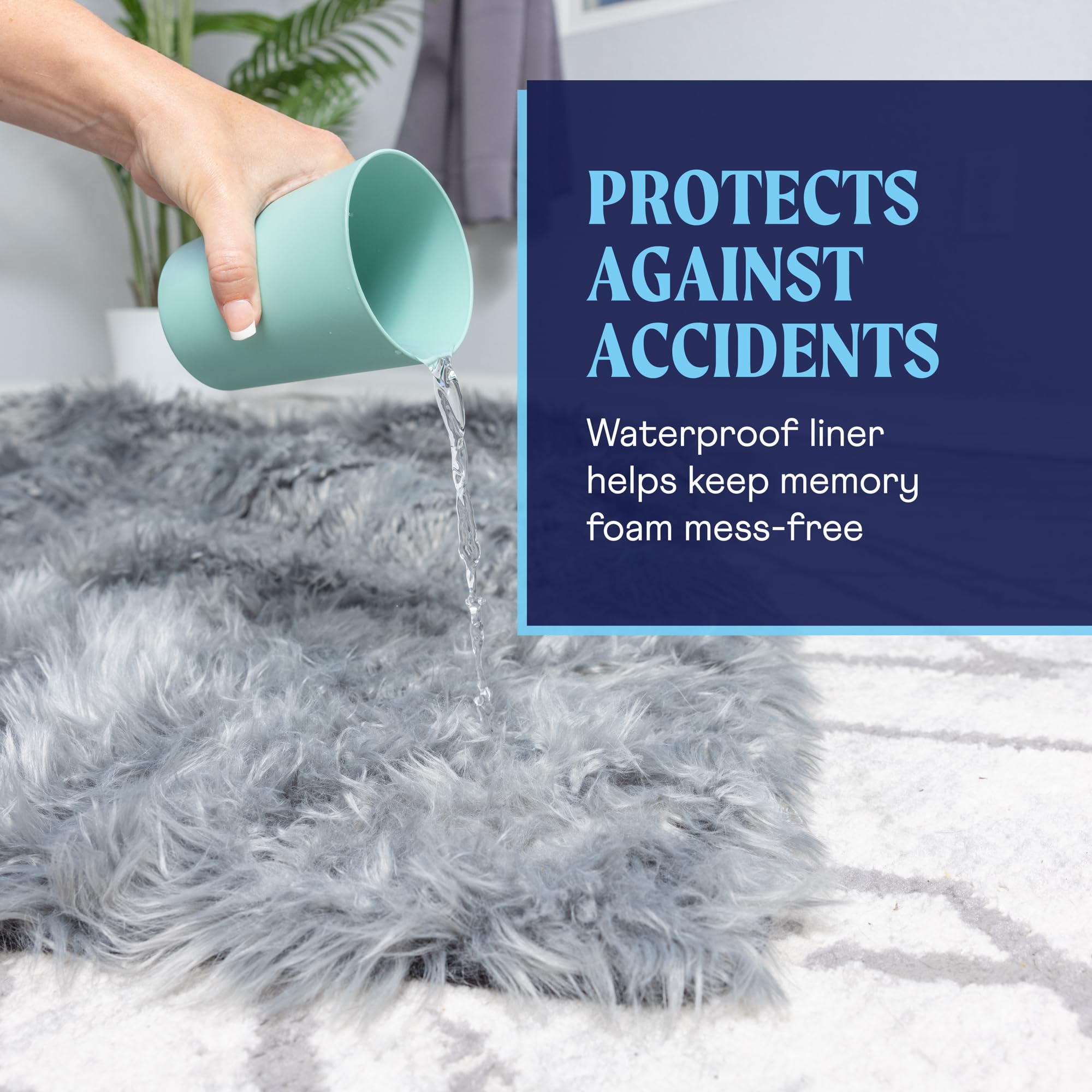 Puprug Orthopedic Dog Bed For Large Dogs With Fluffy Soft Faux Fur And Memory Foam For Joint Pain Relief, Machine Washable And Waterproof Couch Bed, Polar White, Large/Extra Large